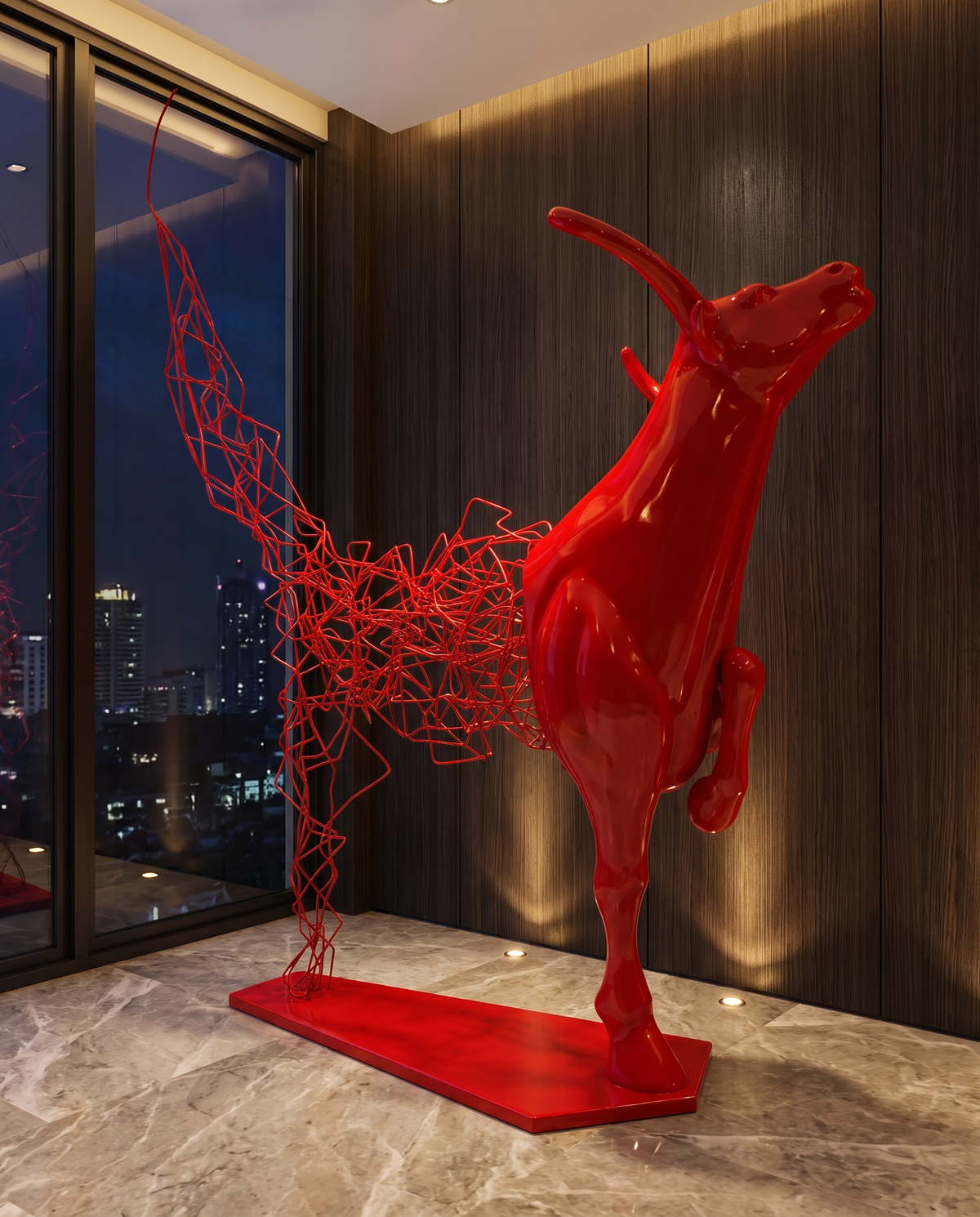 Aurelian Bull Large Sculpture - Red