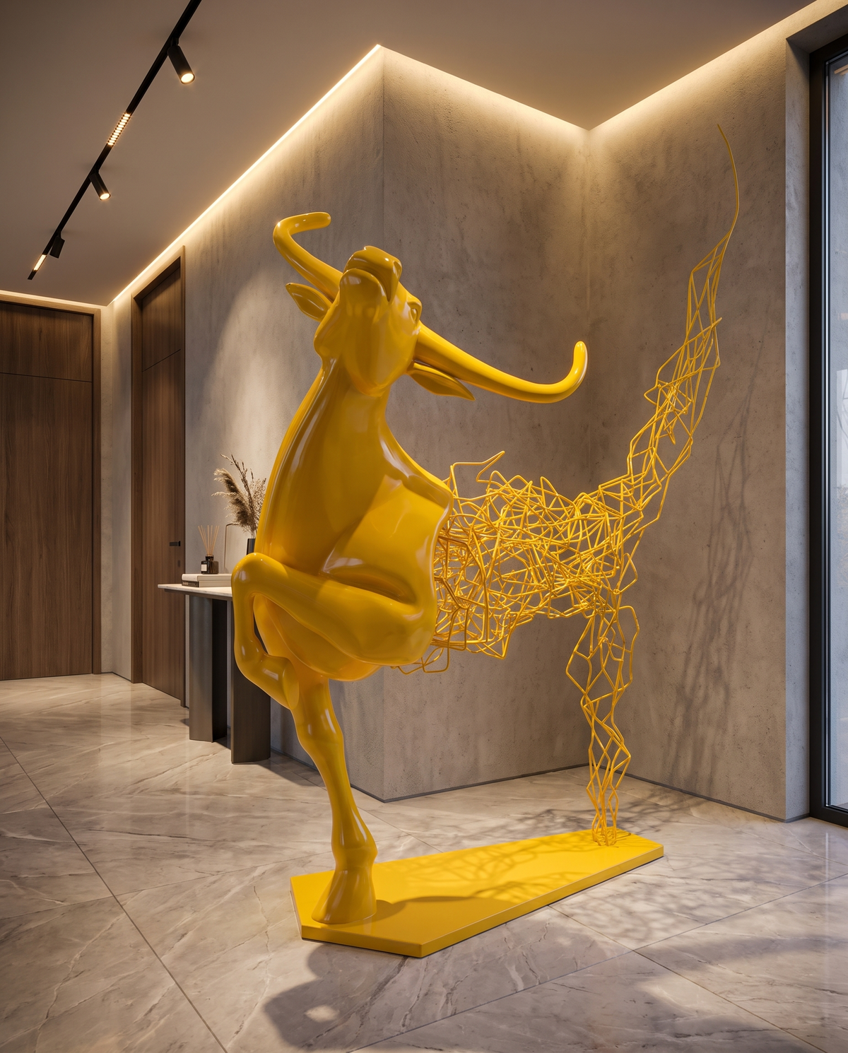 Aurelian Bull Large Sculpture - Yellow