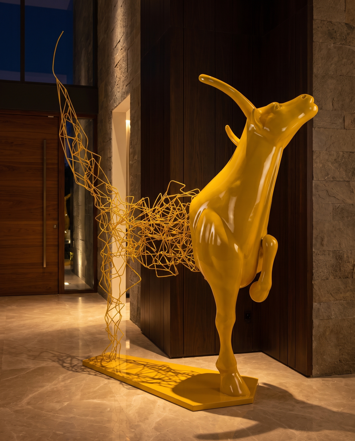 Aurelian Bull Large Sculpture - Yellow