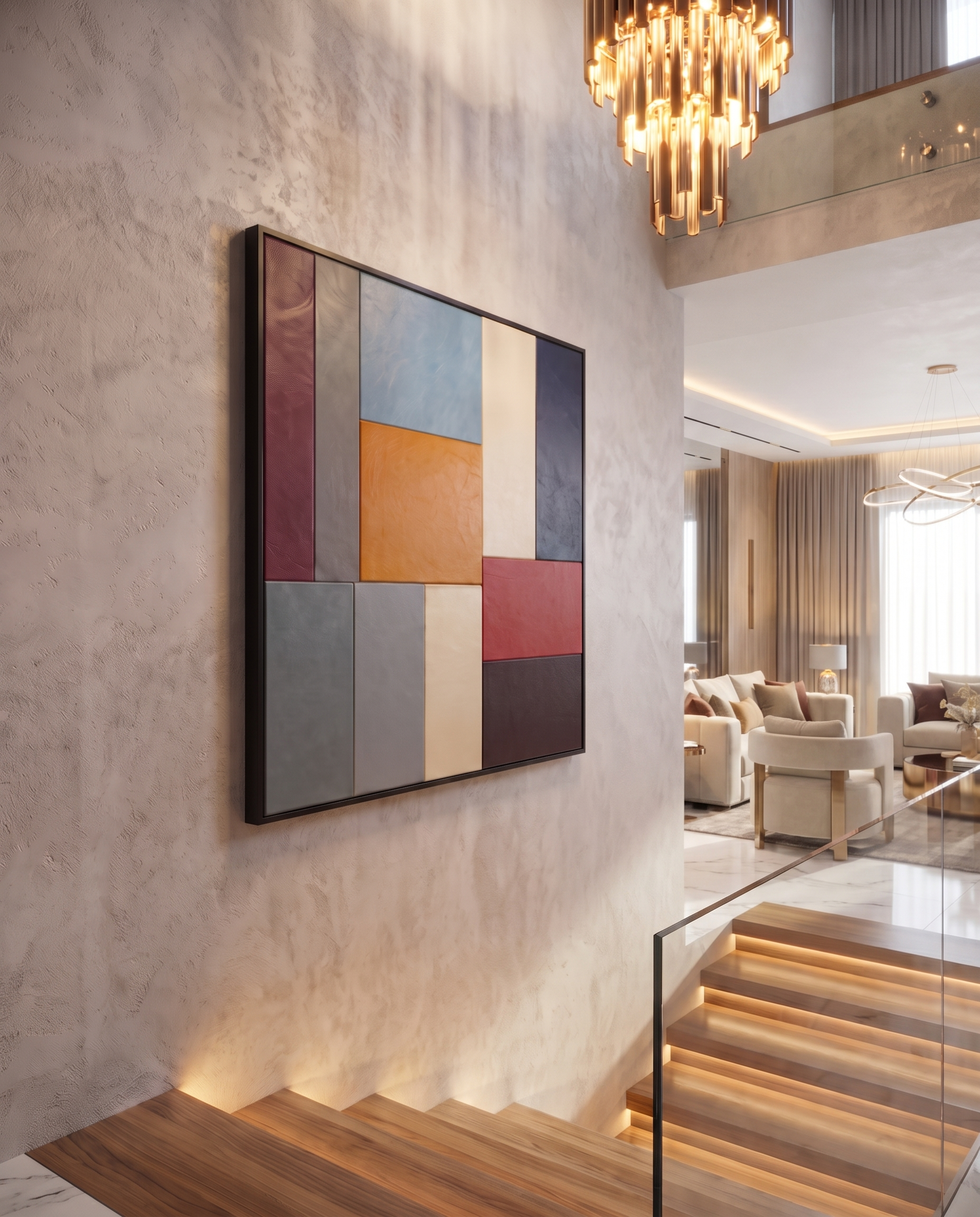 Autumn Grid - Modern Luxury Leather Wallart