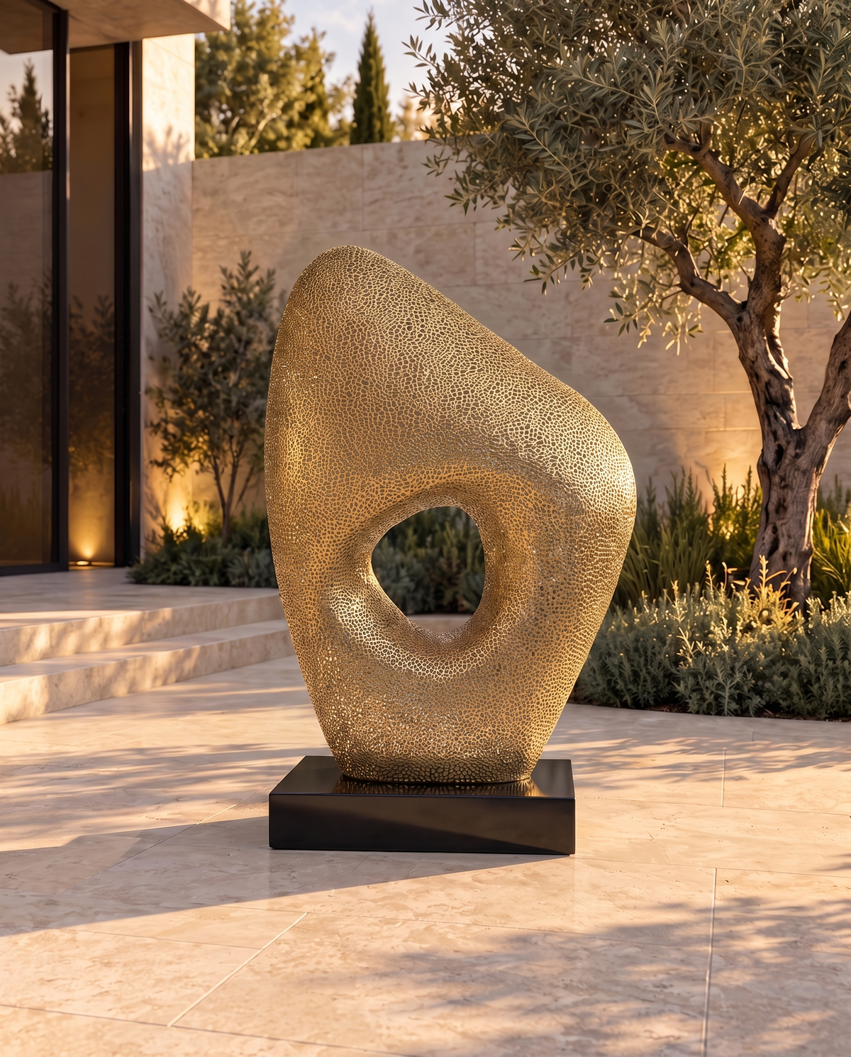 Cellular Void Stainless Steel Sculpture - Champagne Gold