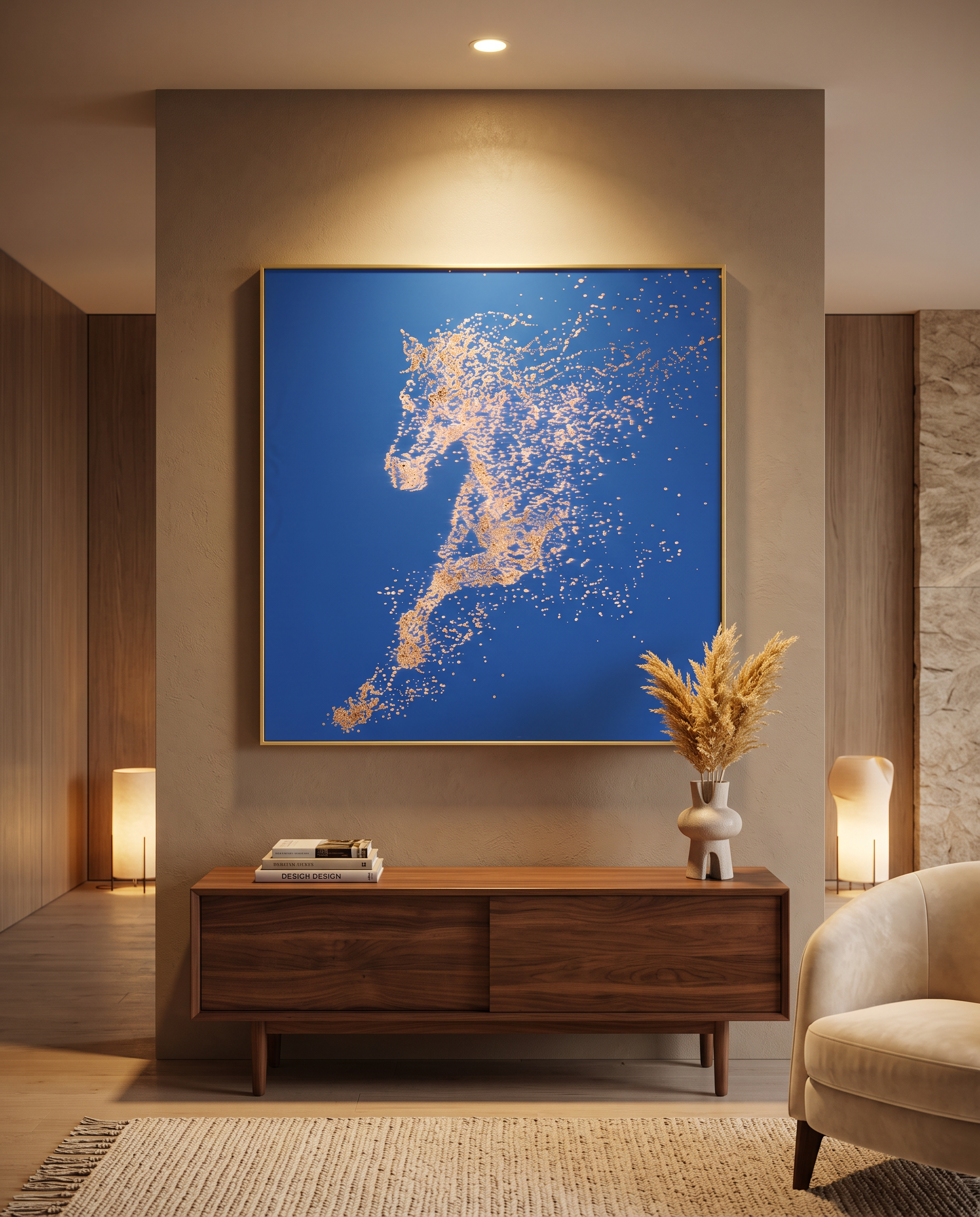 Cosmic Canter- Golden Horse Luxury Leather Wallart