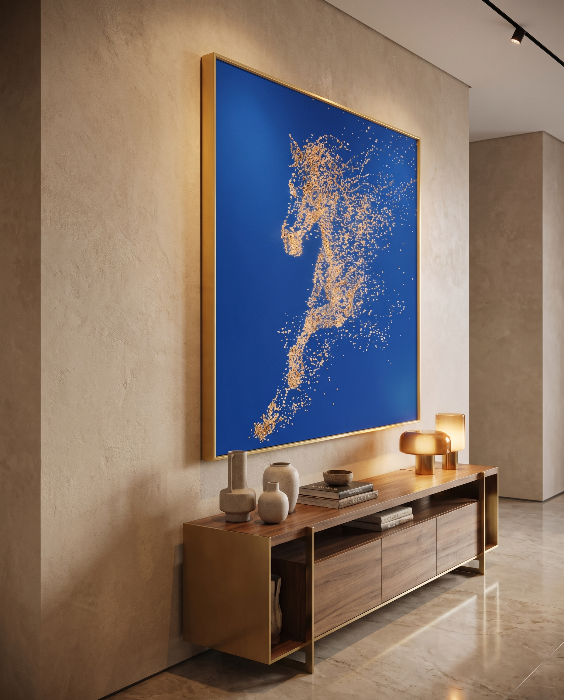 Cosmic Canter- Golden Horse Luxury Leather Wallart
