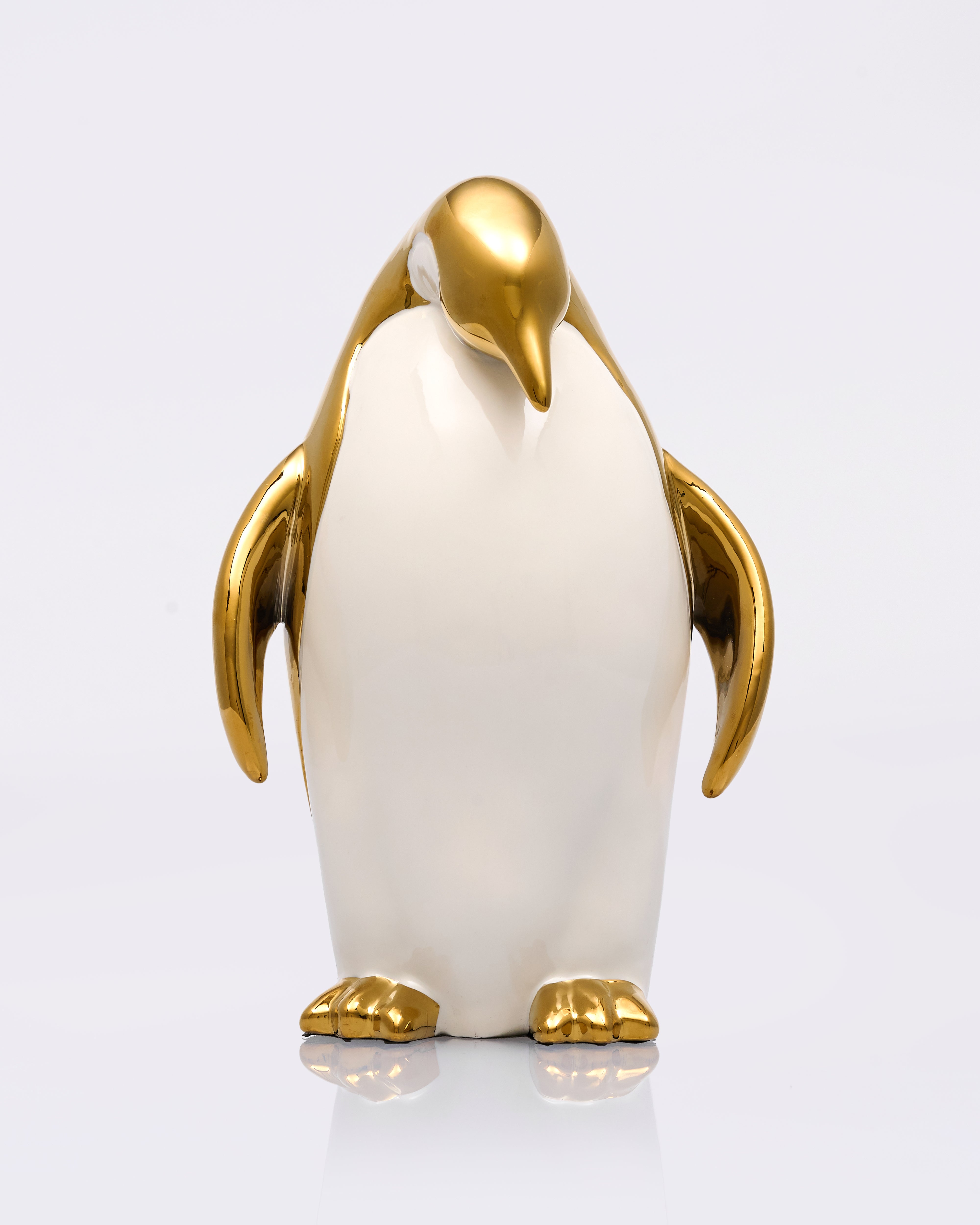 Luxury White and Gold Penguin Family Figurines