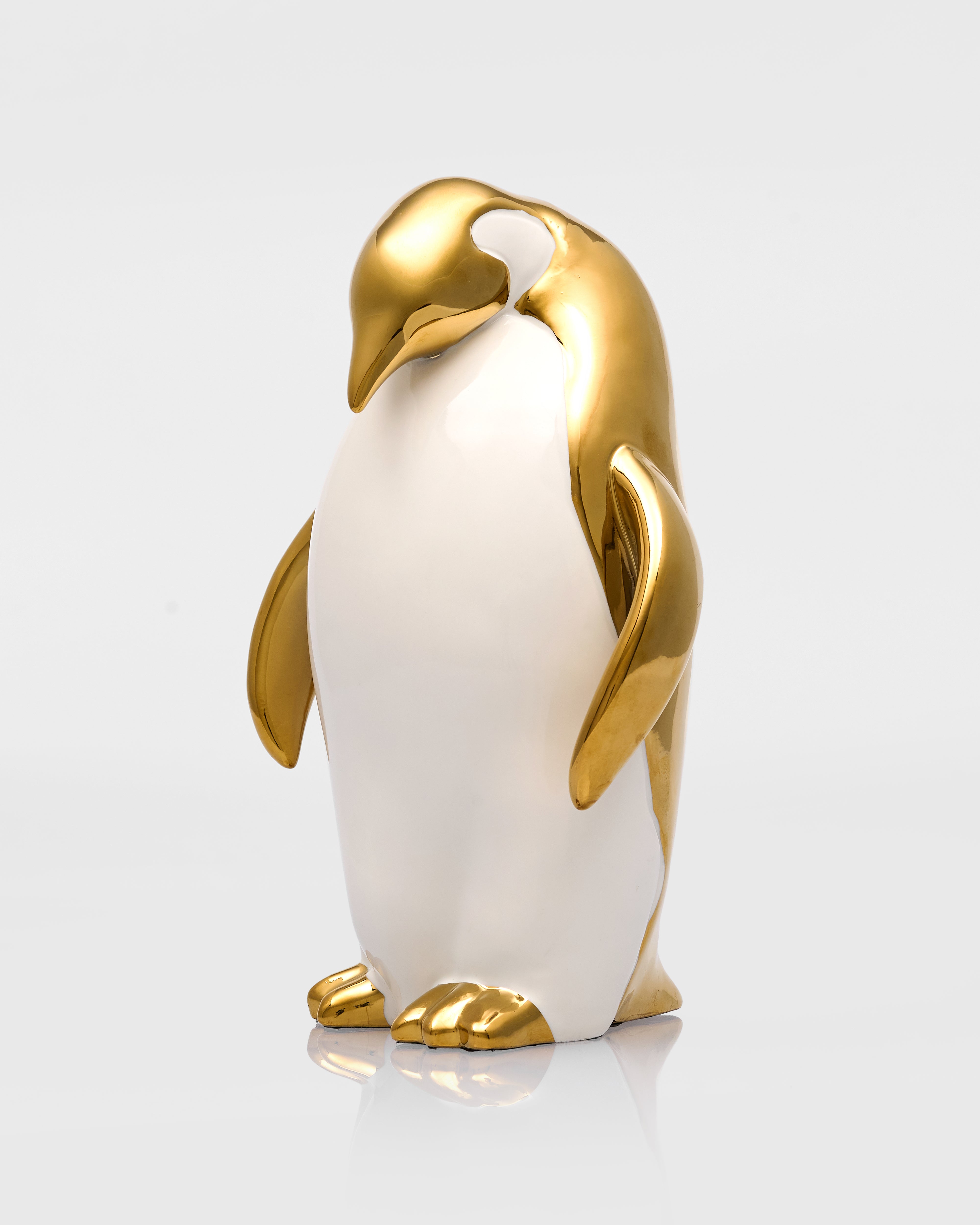 Luxury White and Gold Penguin Family Figurines
