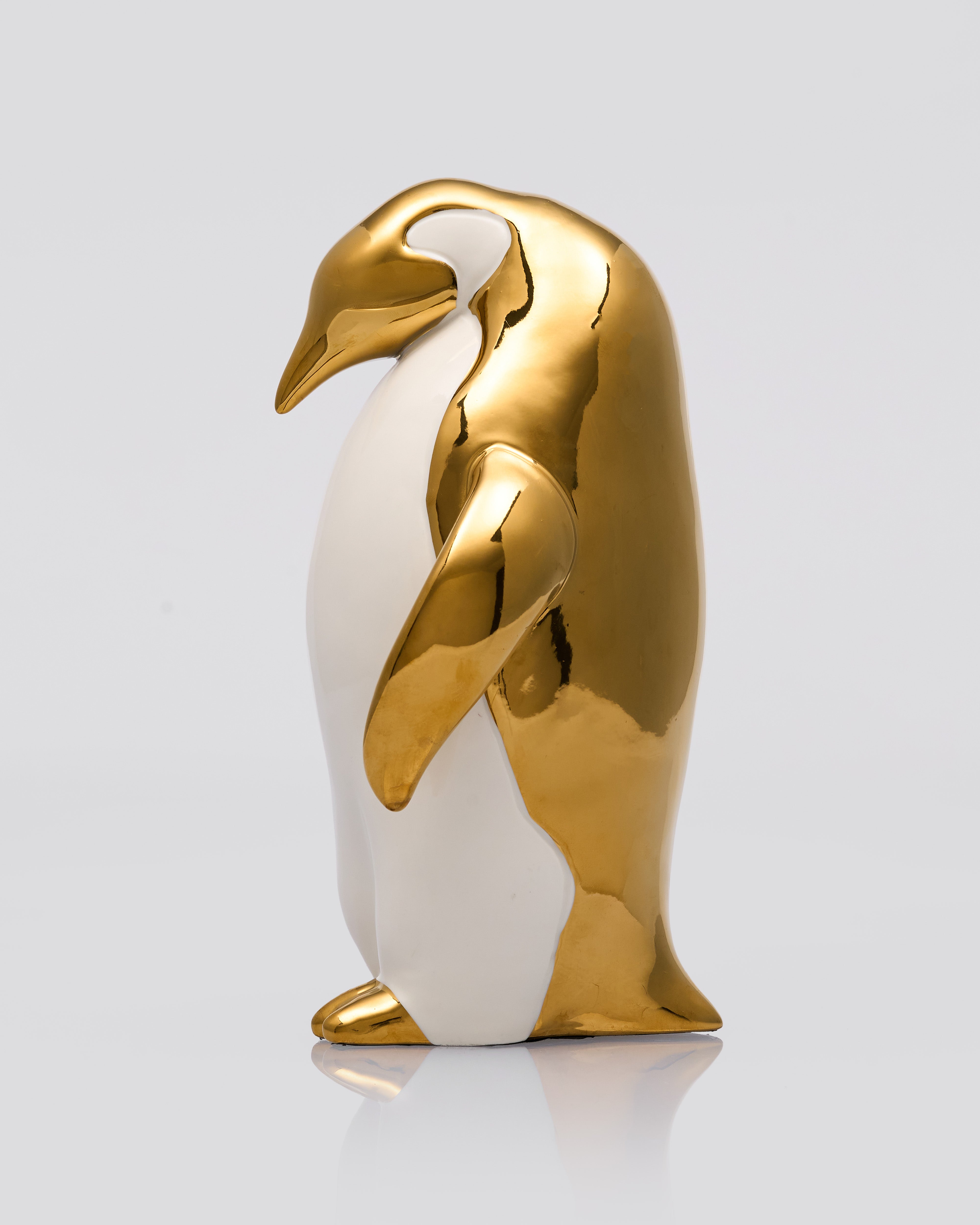 Luxury White and Gold Penguin Family Figurines