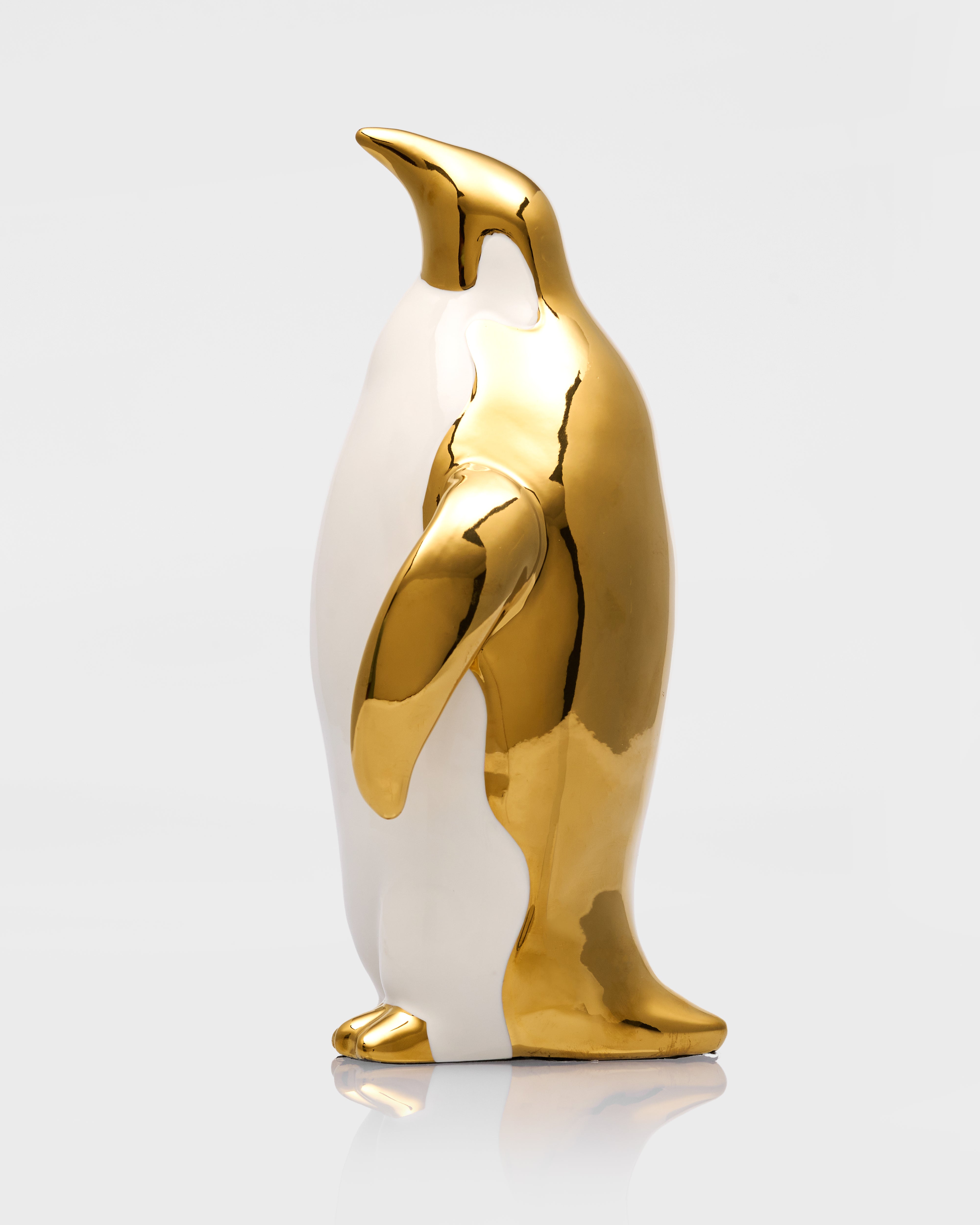 Luxury White and Gold Penguin Family Figurines