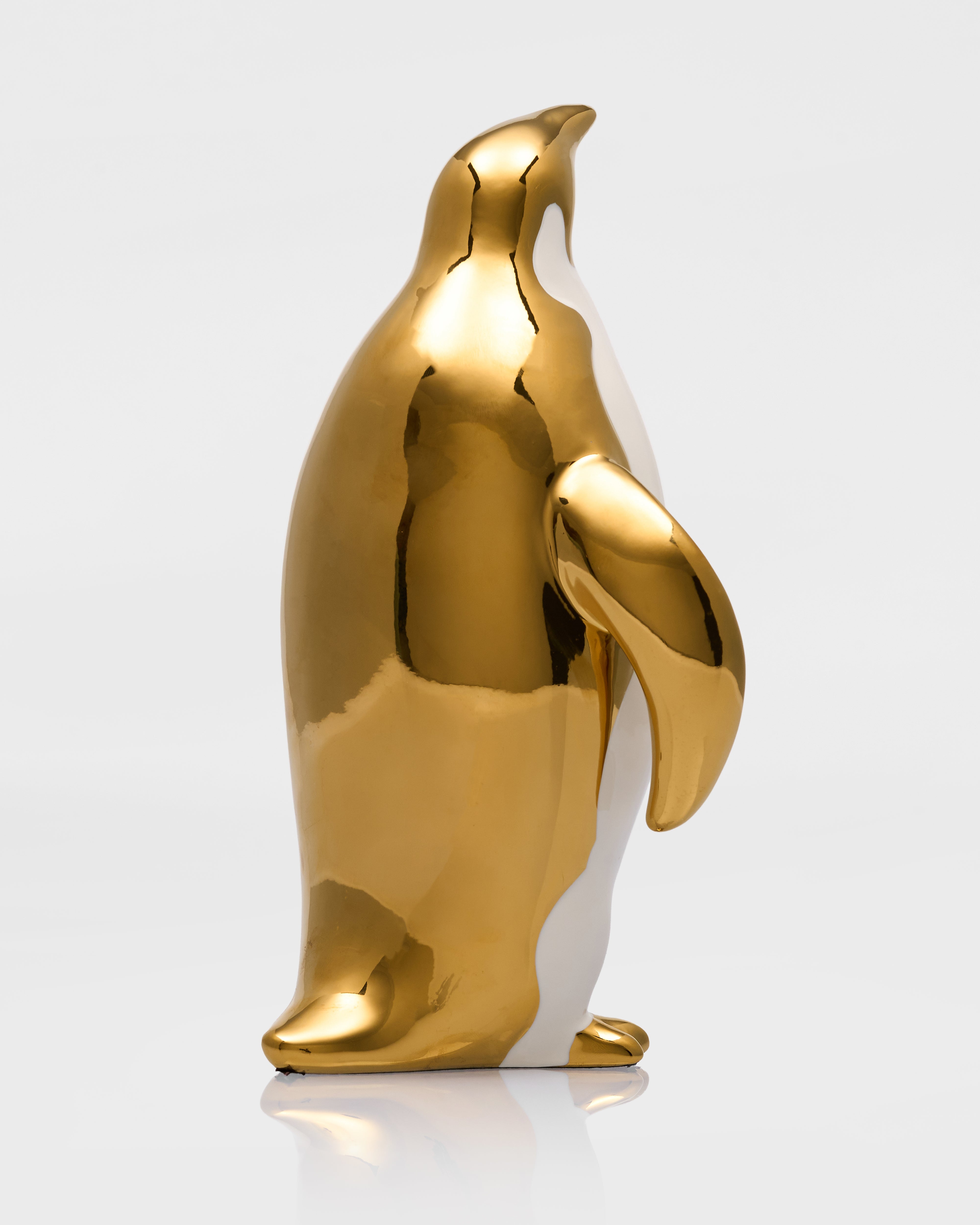 Luxury White and Gold Penguin Family Figurines