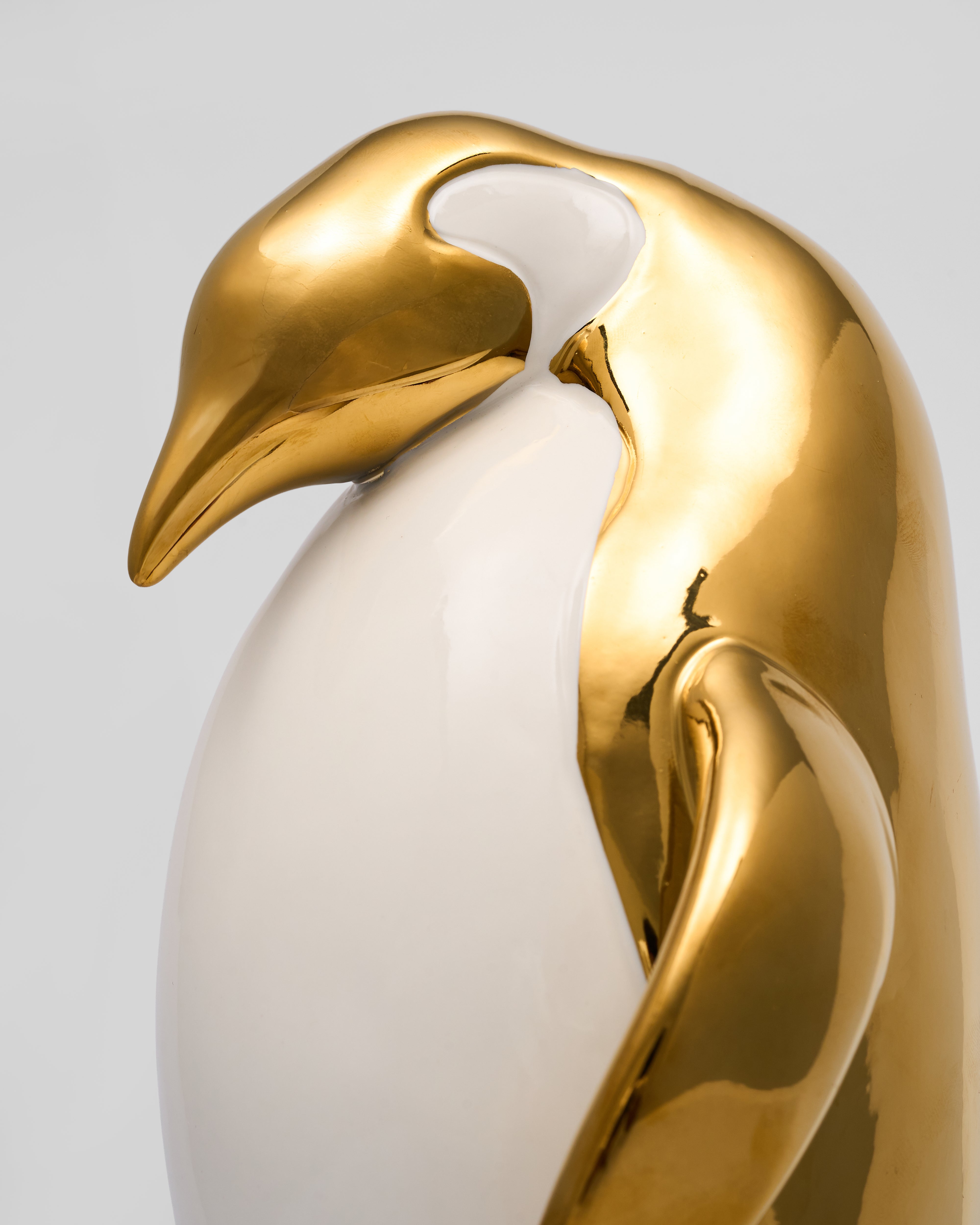 Luxury White and Gold Penguin Family Figurines