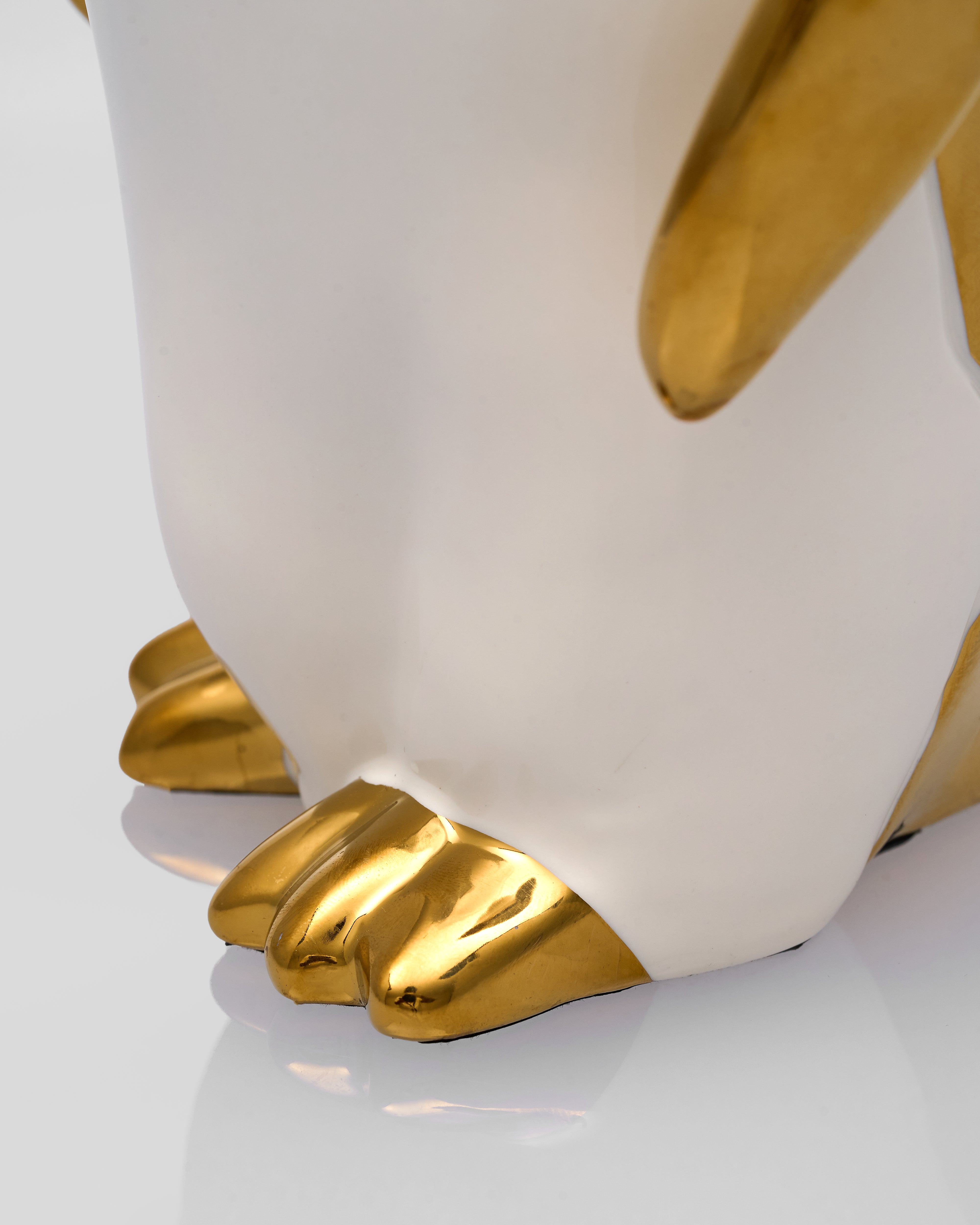 Luxury White and Gold Penguin Family Figurines