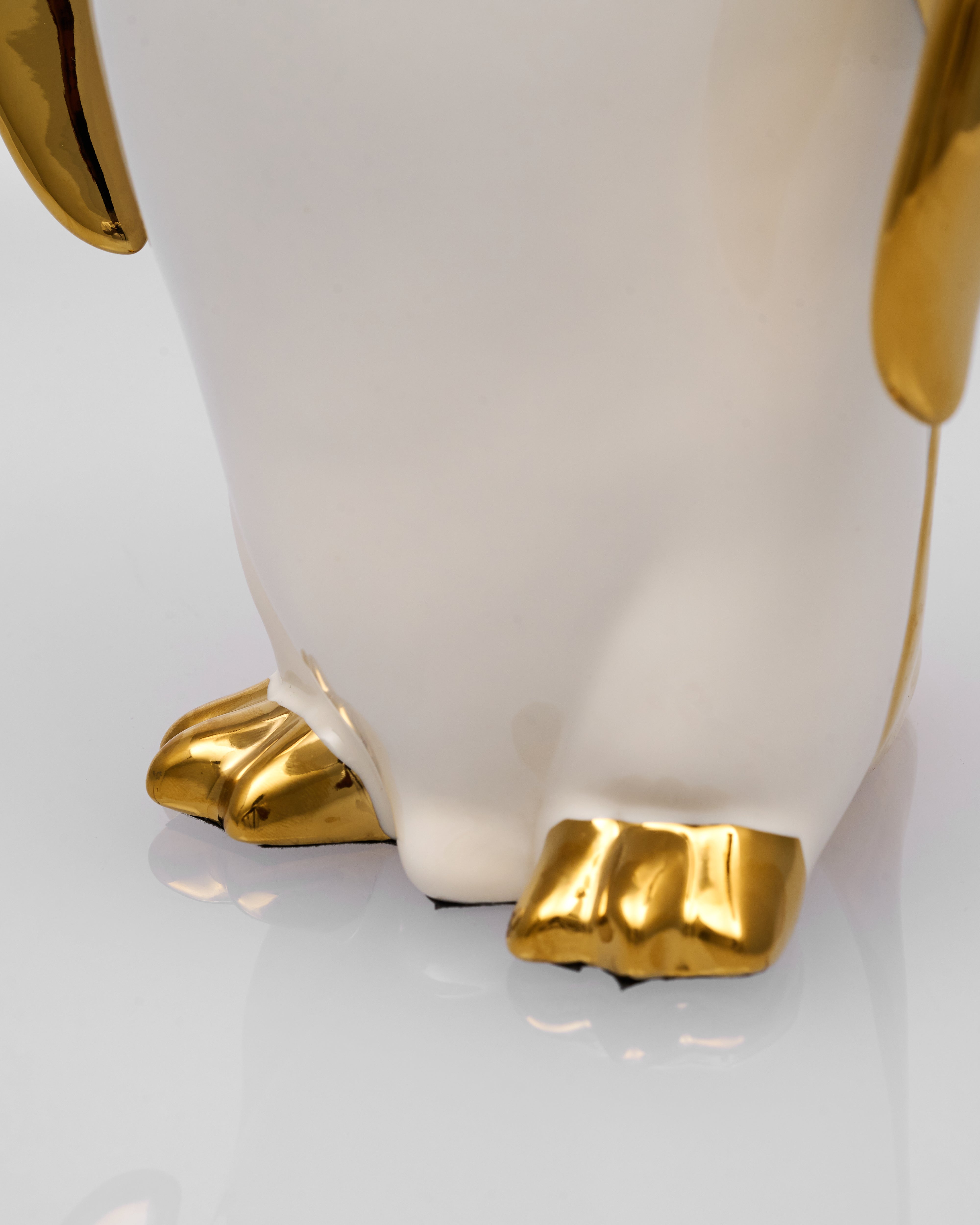 Luxury White and Gold Penguin Family Figurines
