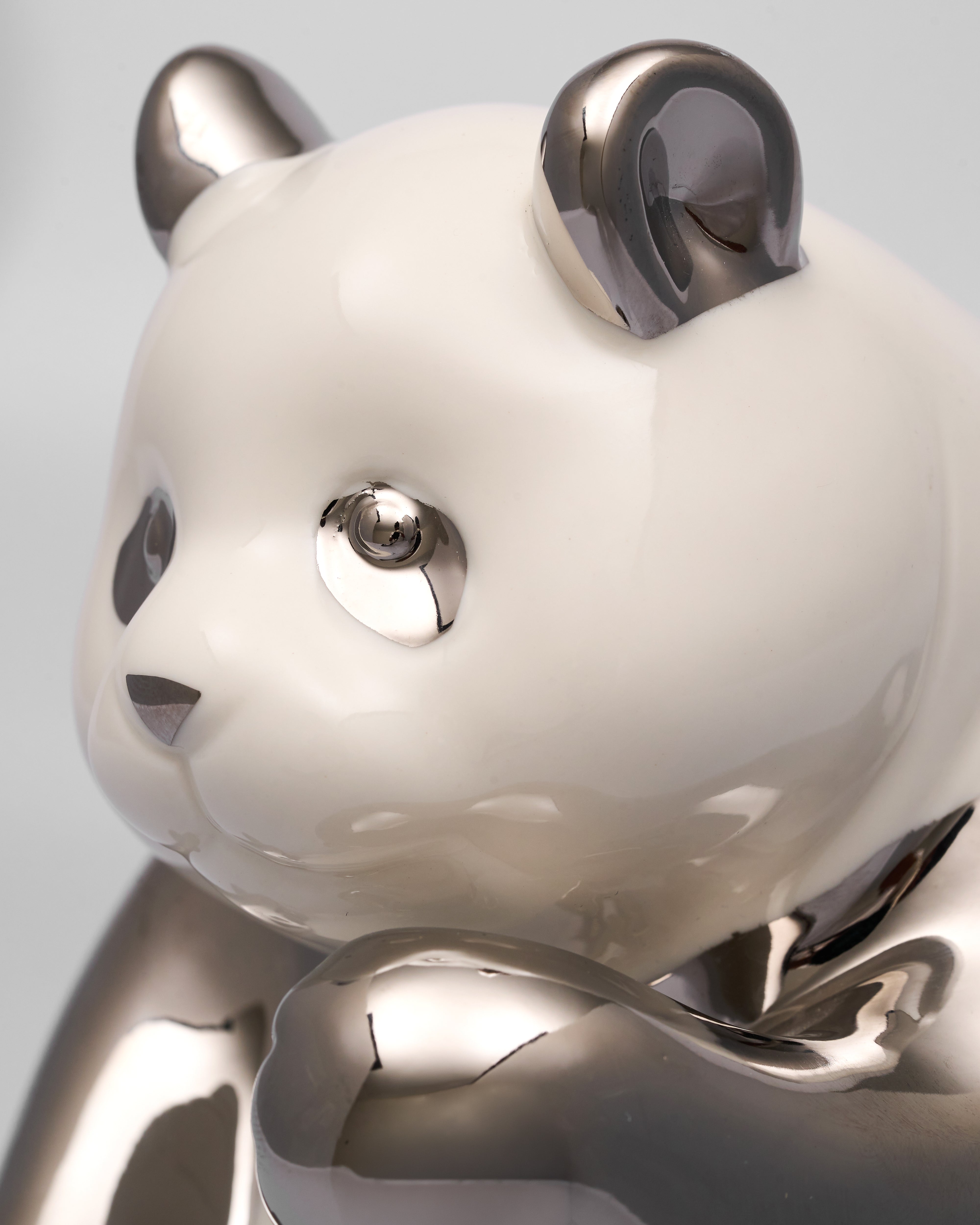 Zenora Ceramic Sitting Silver Panda Figurine