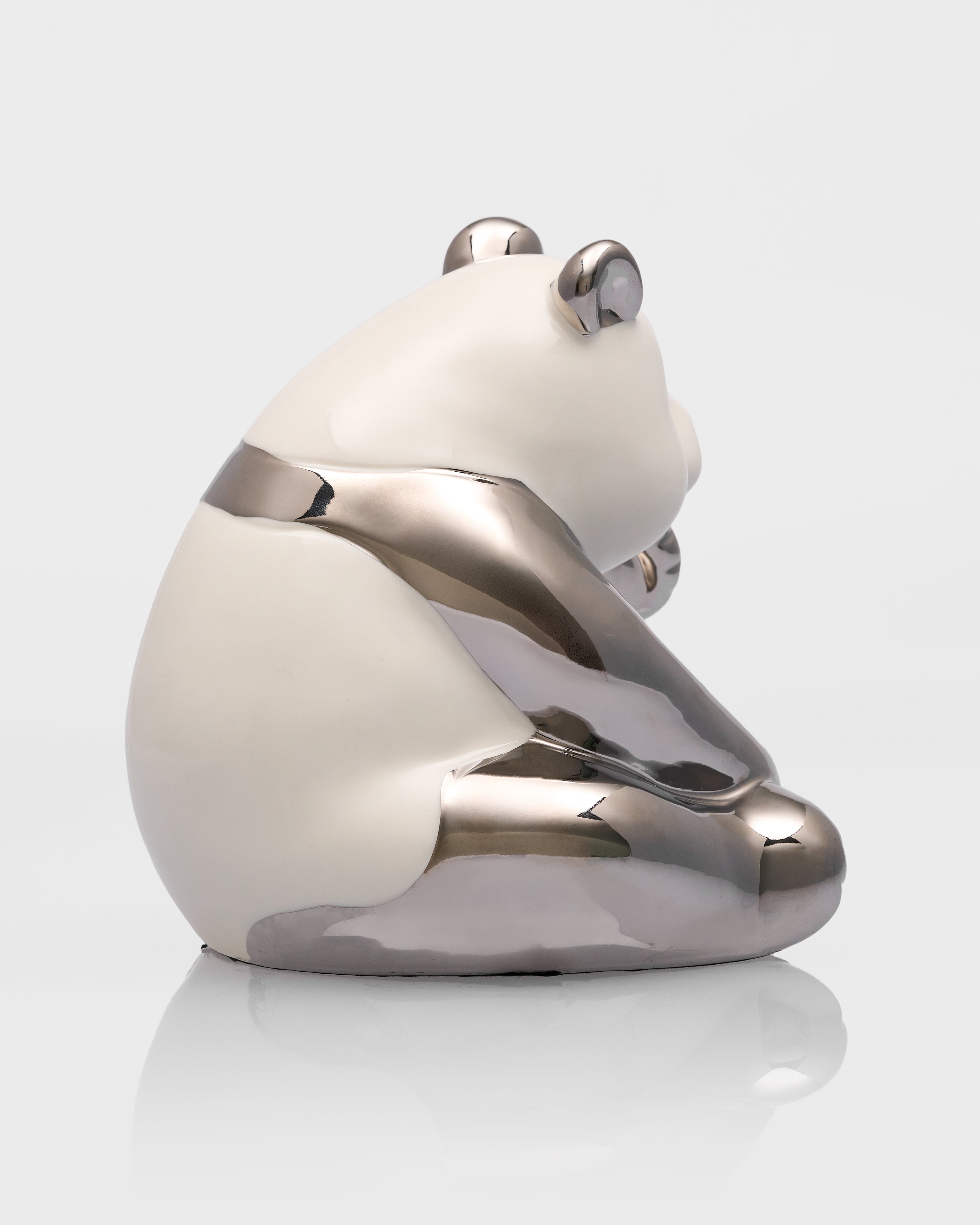 Zenora Ceramic Sitting Silver Panda Figurine