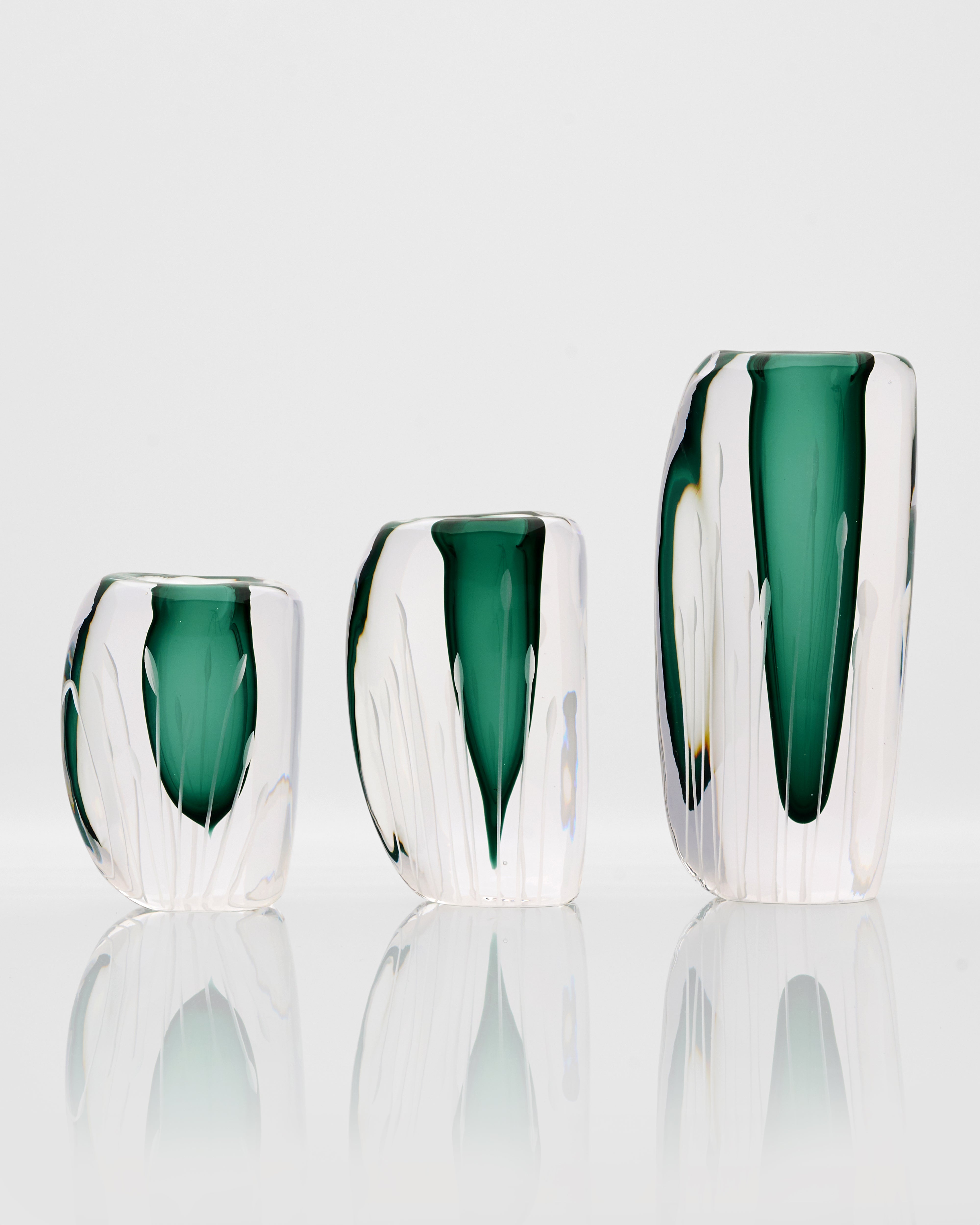 Drop Textured Vases Set - Green