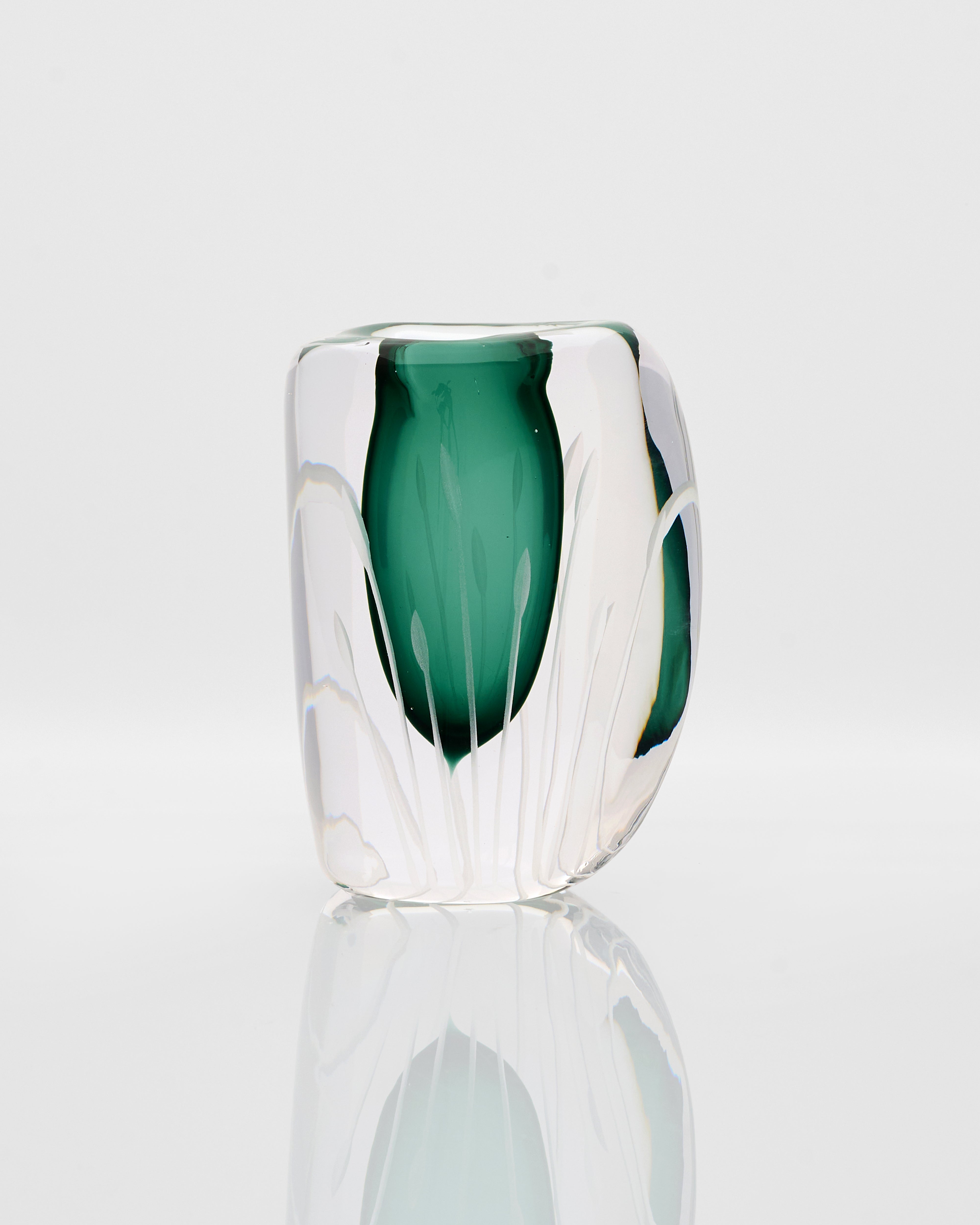 Drop Textured Vases Set - Dark Green