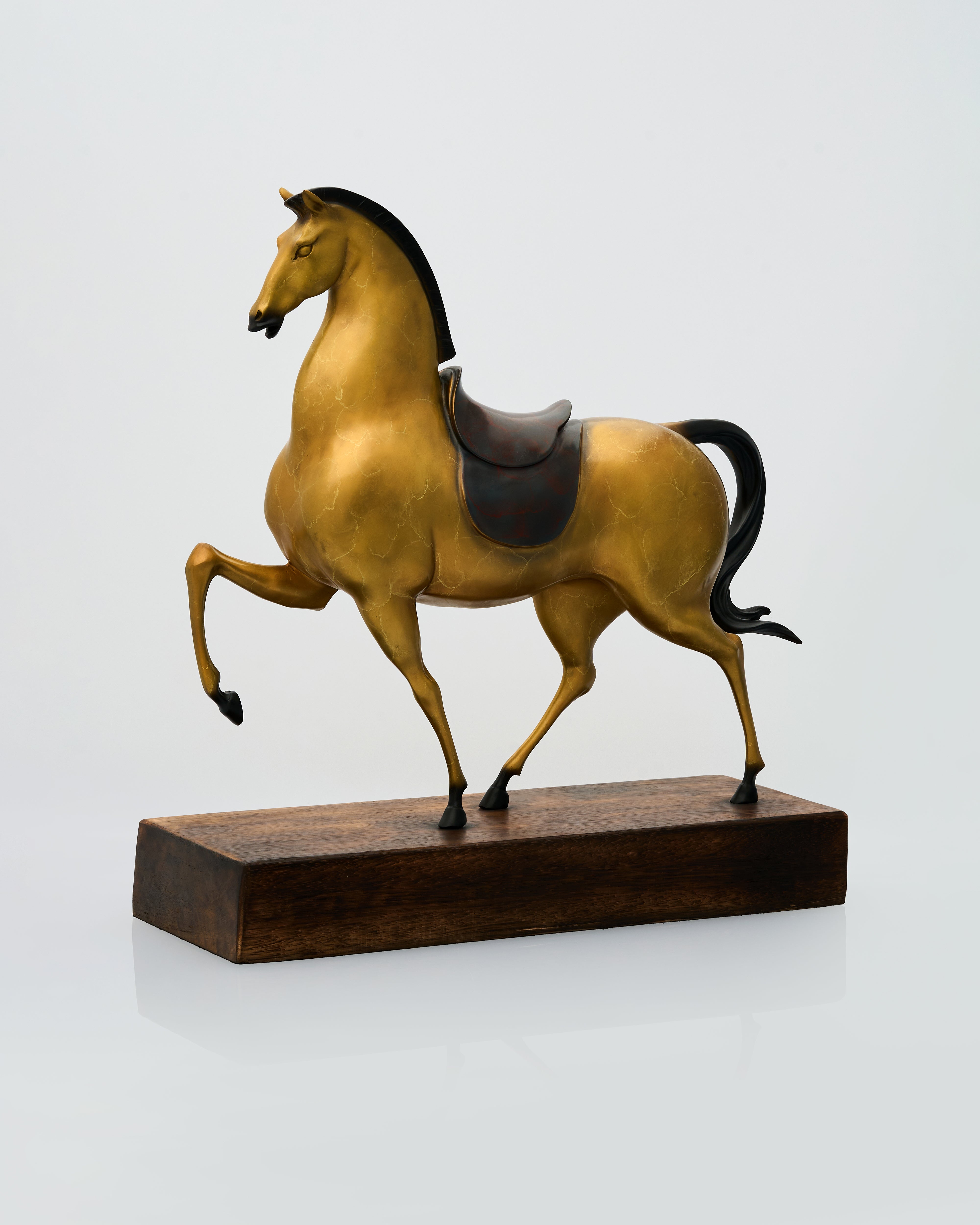 Gilded Stallion Stylized Horse Sculpture