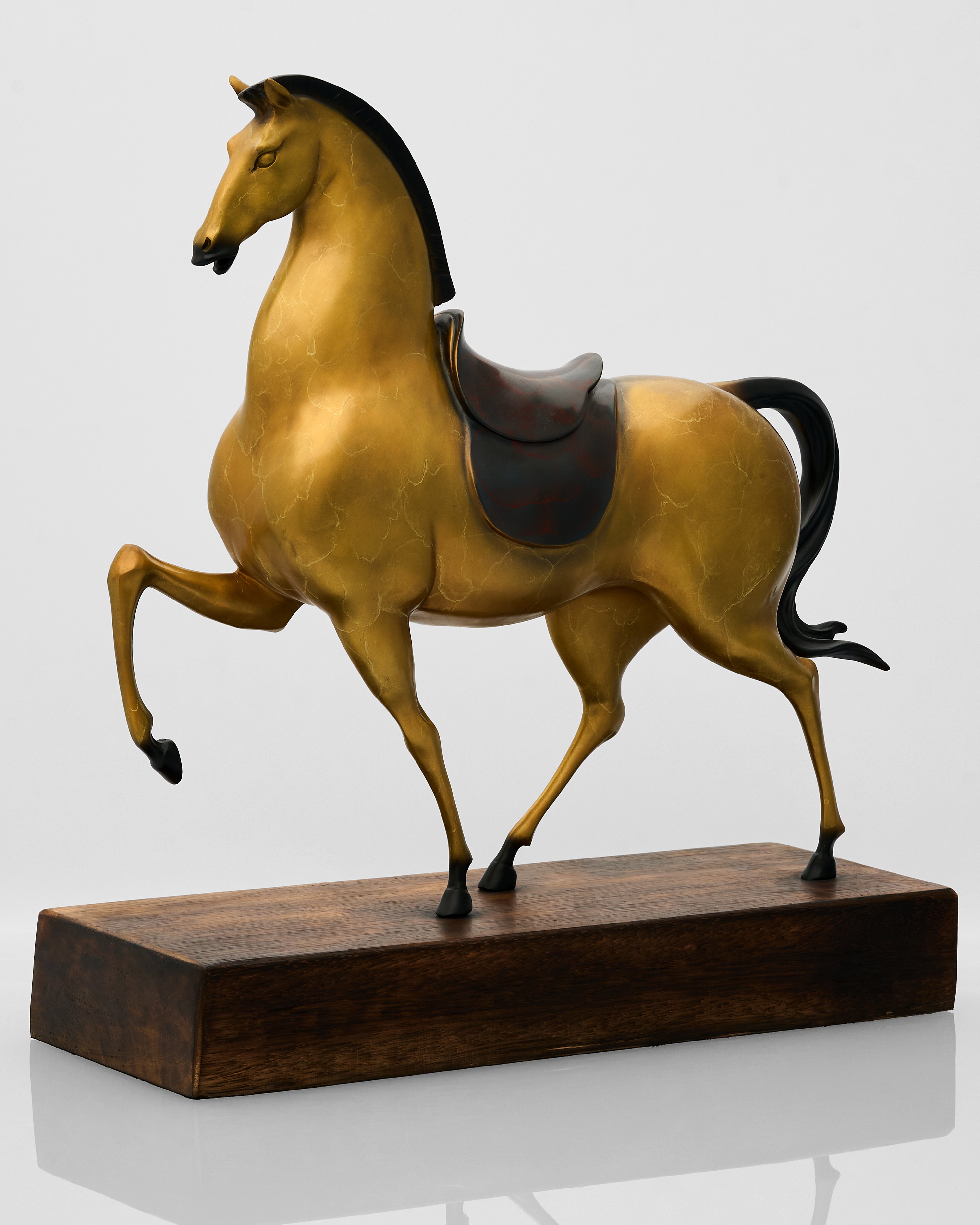 Gilded Stallion Stylized Horse Sculpture