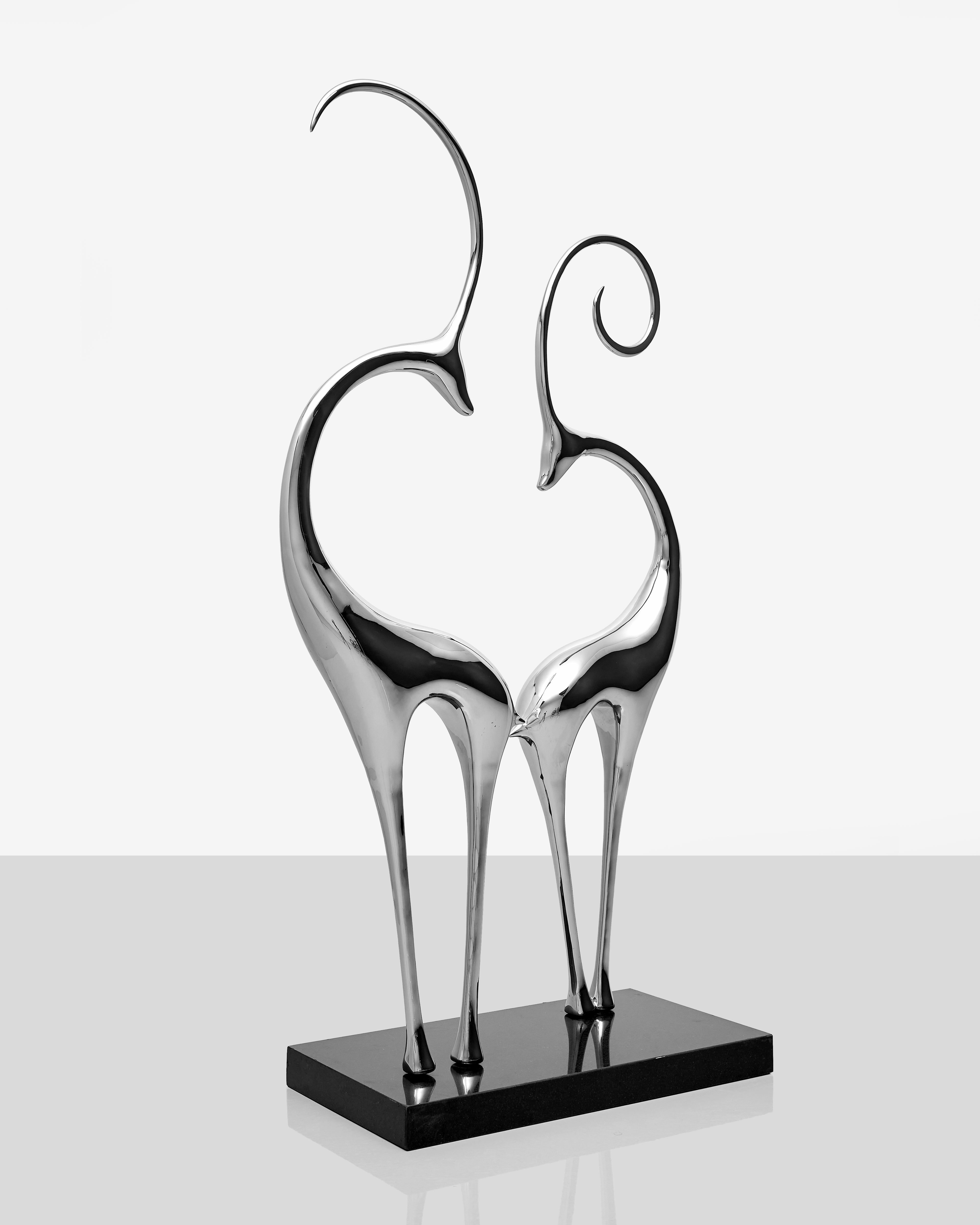 Girry Deer Stainless Steel Sculpture Silver