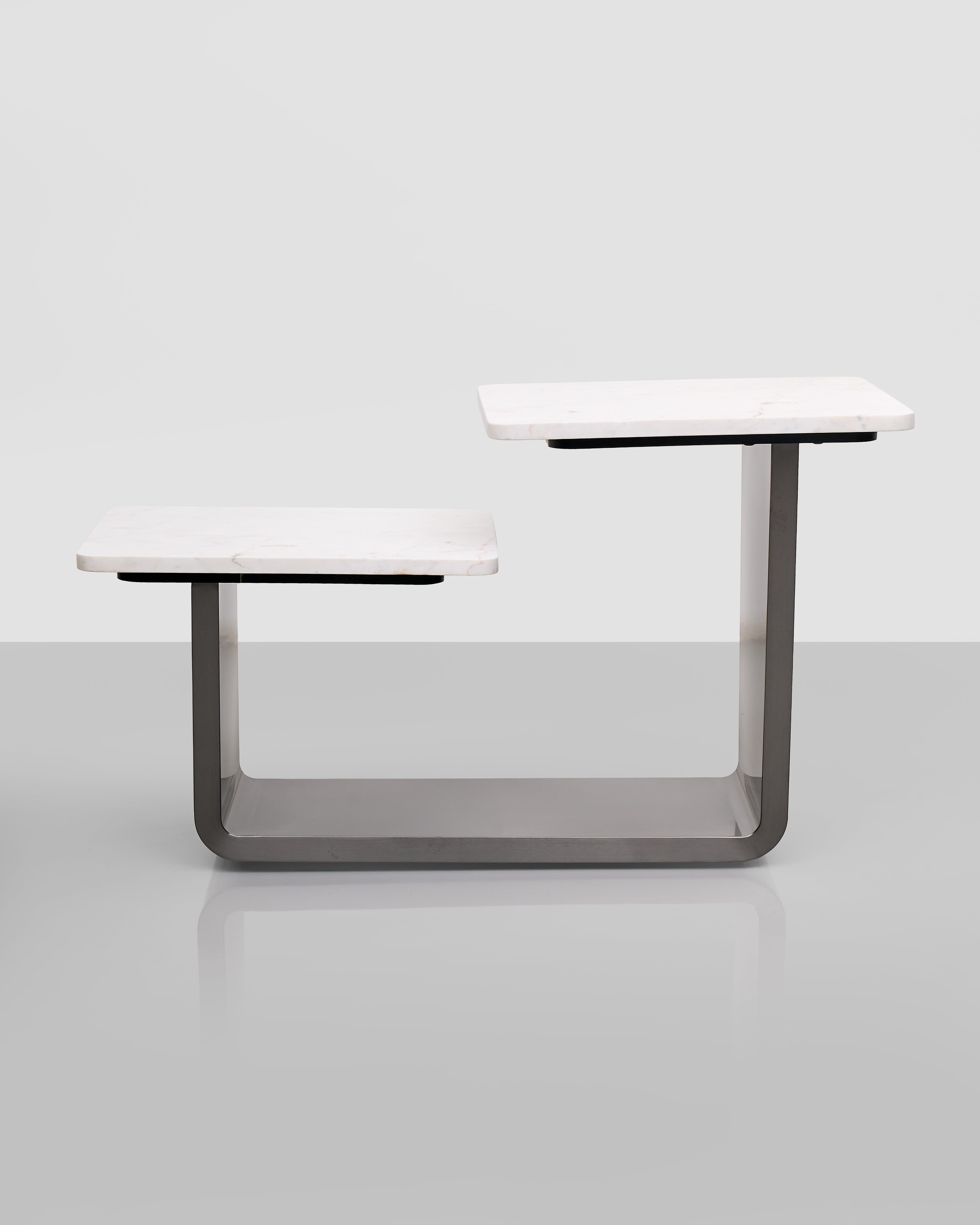 Coleen White Marble Dual Side Table