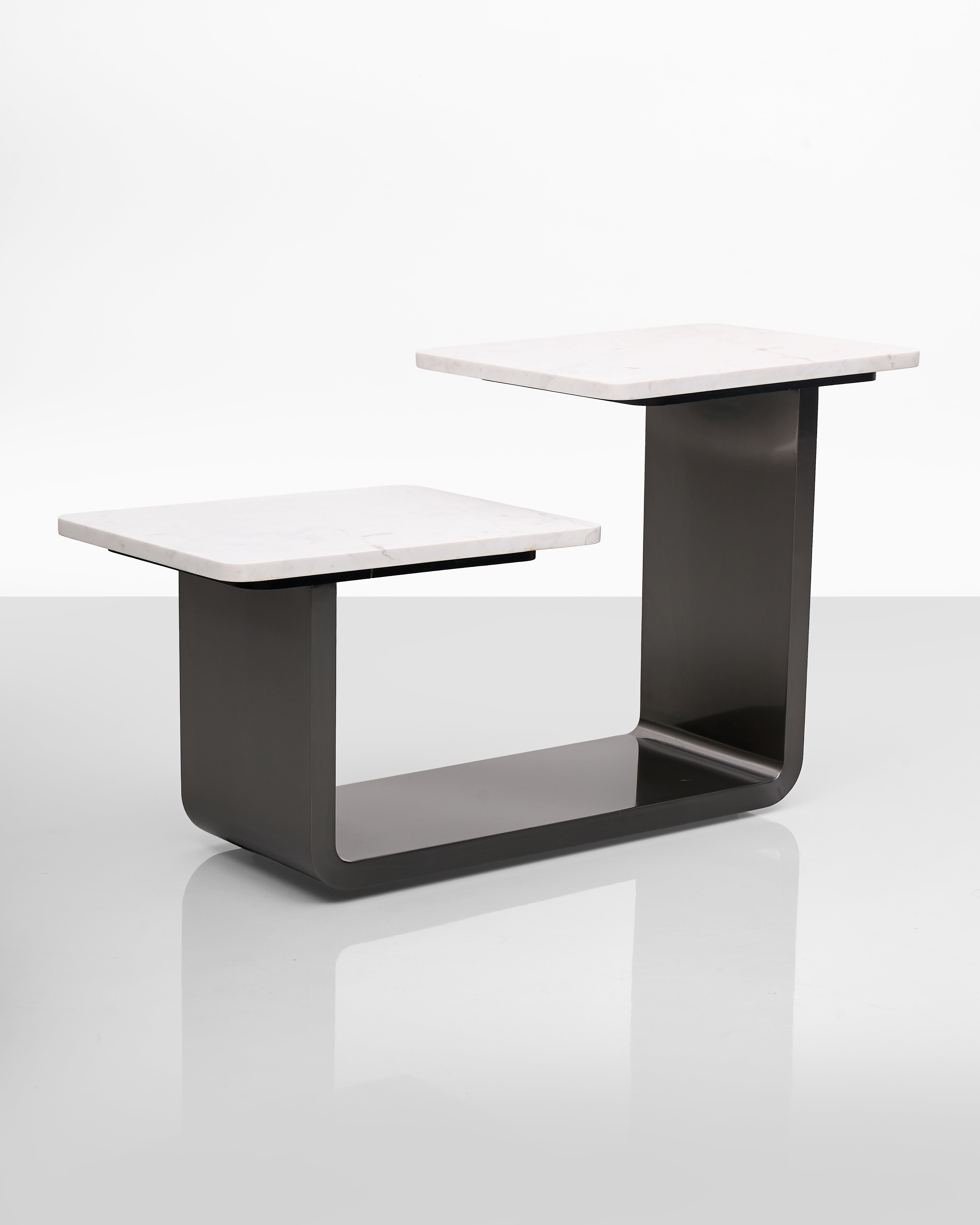 Coleen White Marble Dual Side Table