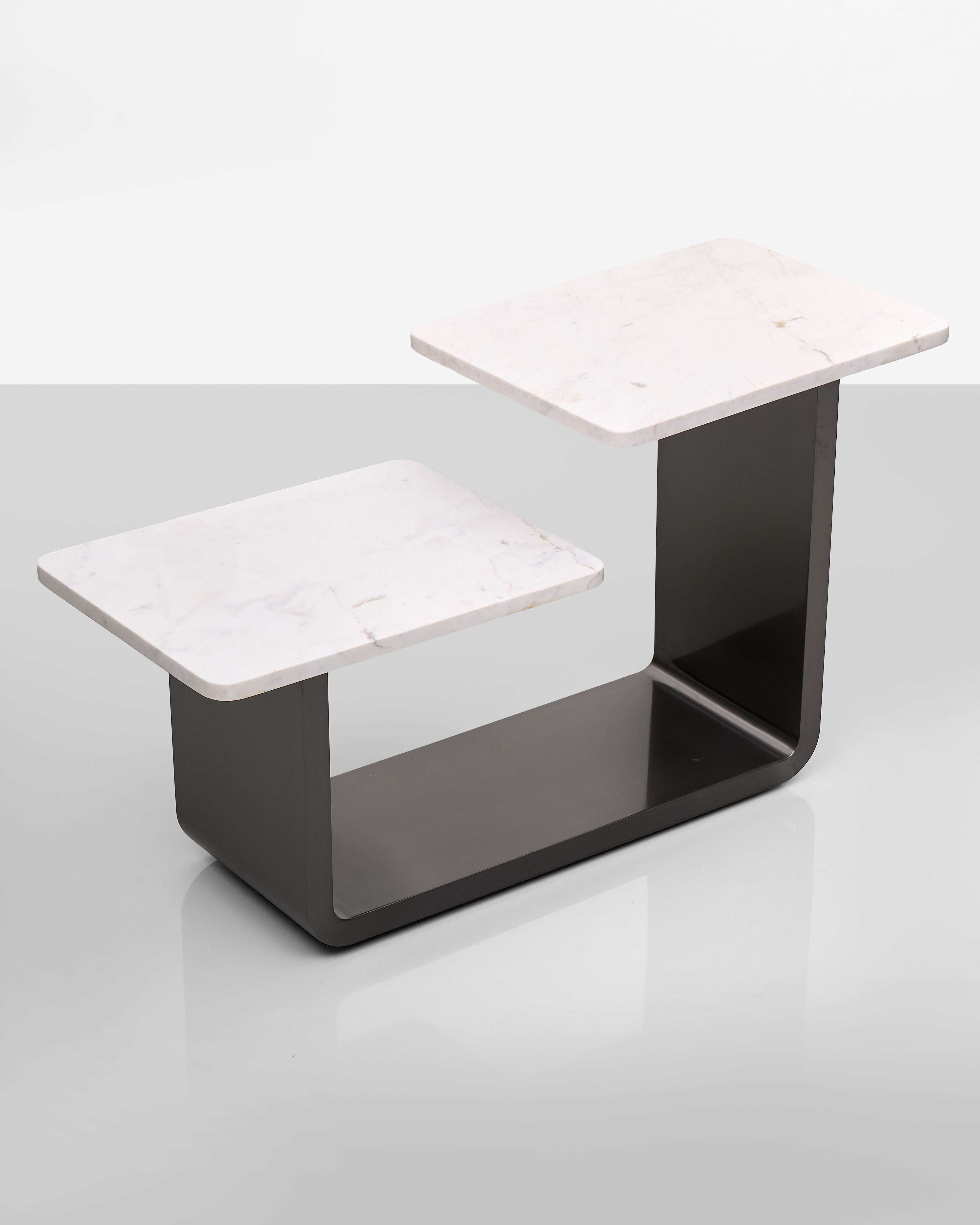Coleen White Marble Dual Side Table