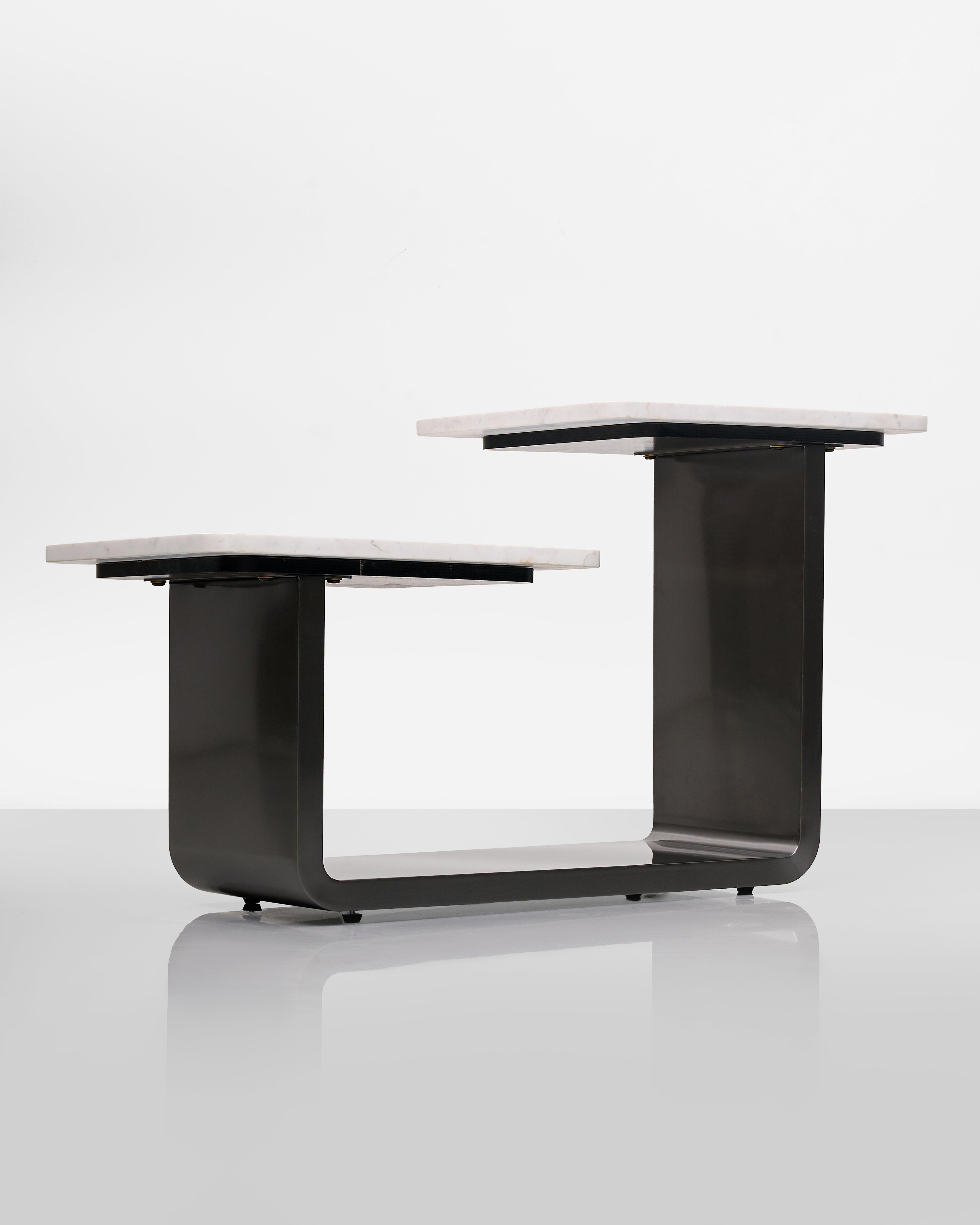 Coleen White Marble Dual Side Table