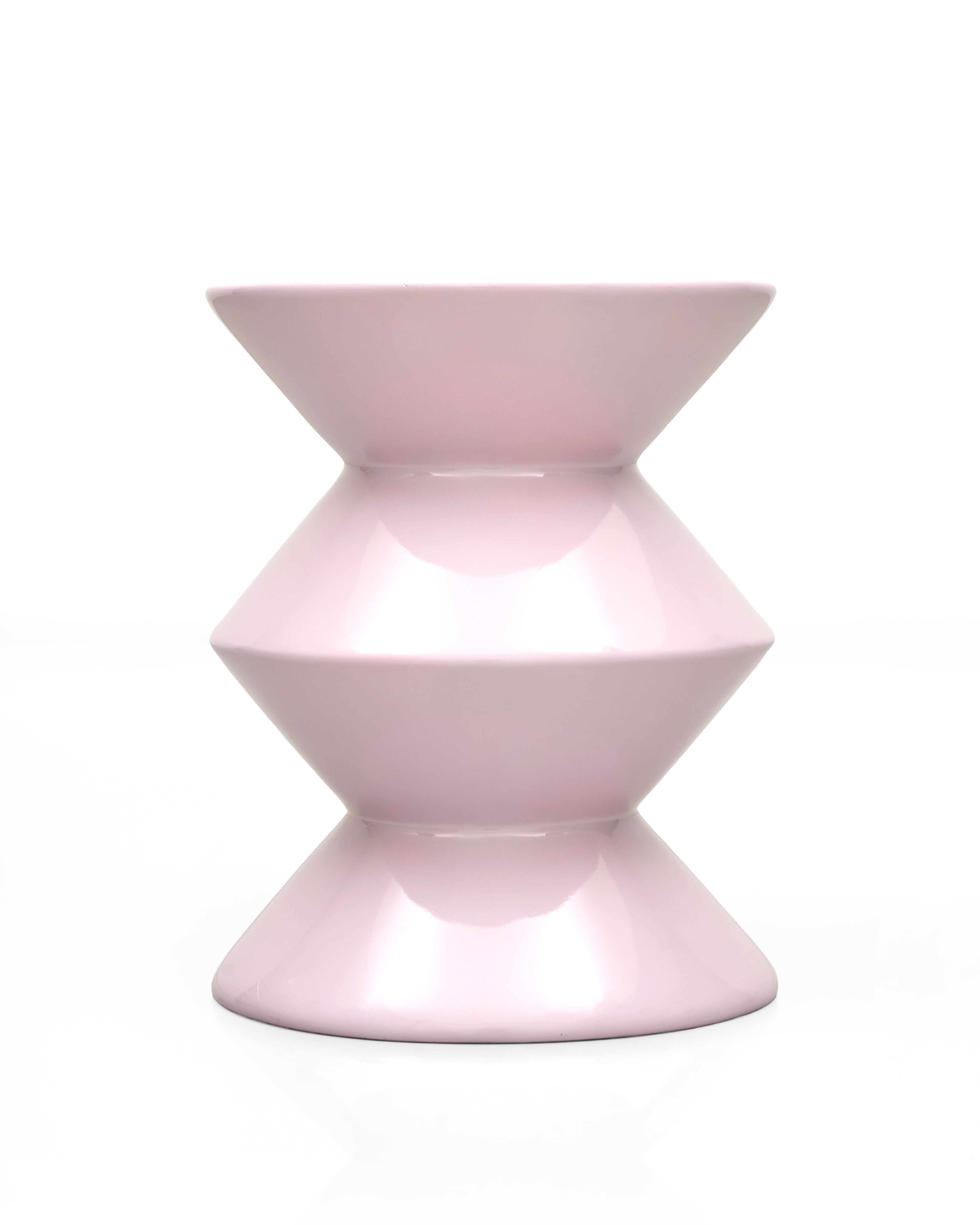 Geo Fibre Glass Side Table - Baby Pink