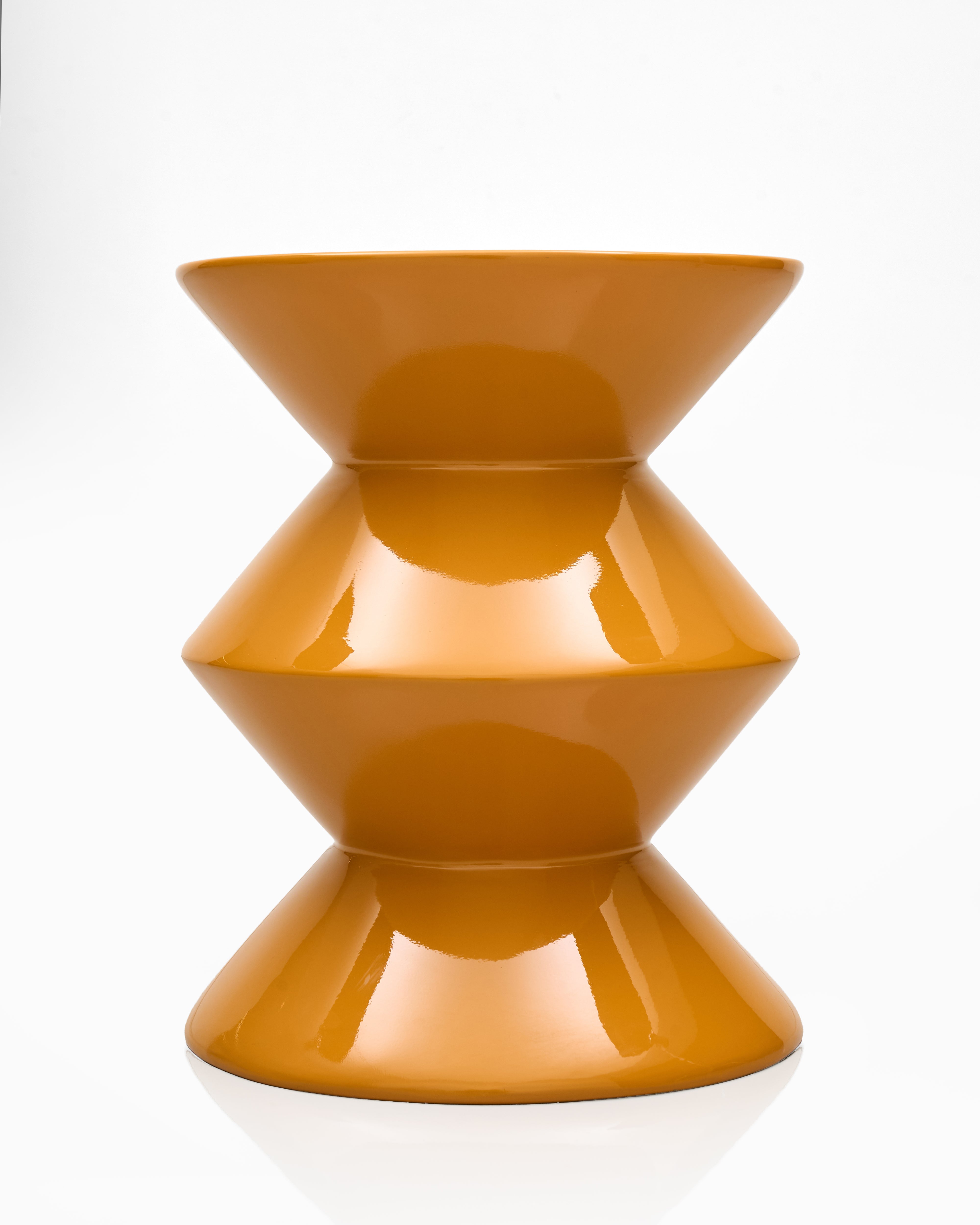 Geo Fibre Glass Side Table - Yellow