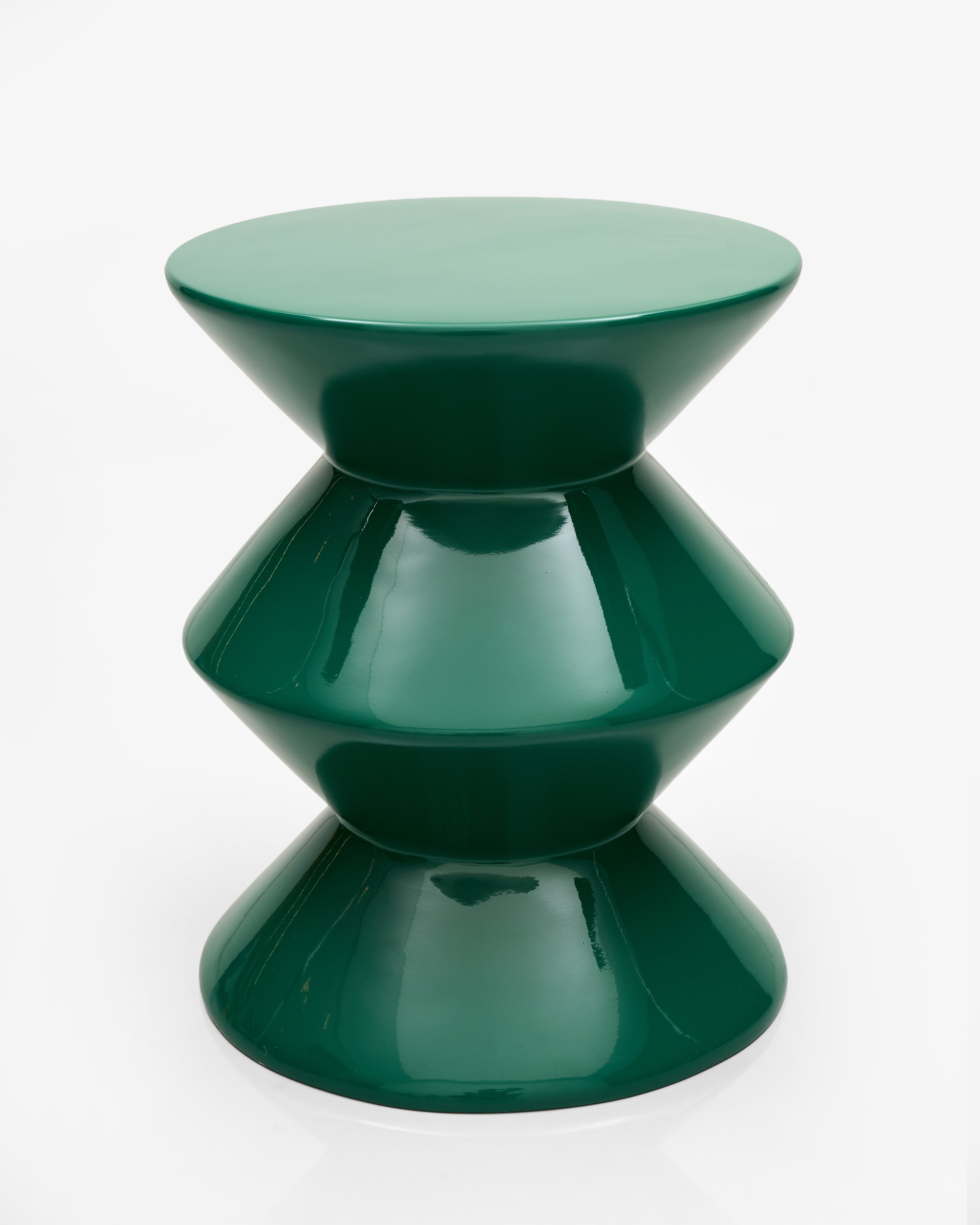 Geo Fibre Glass Side Table - Dark Green