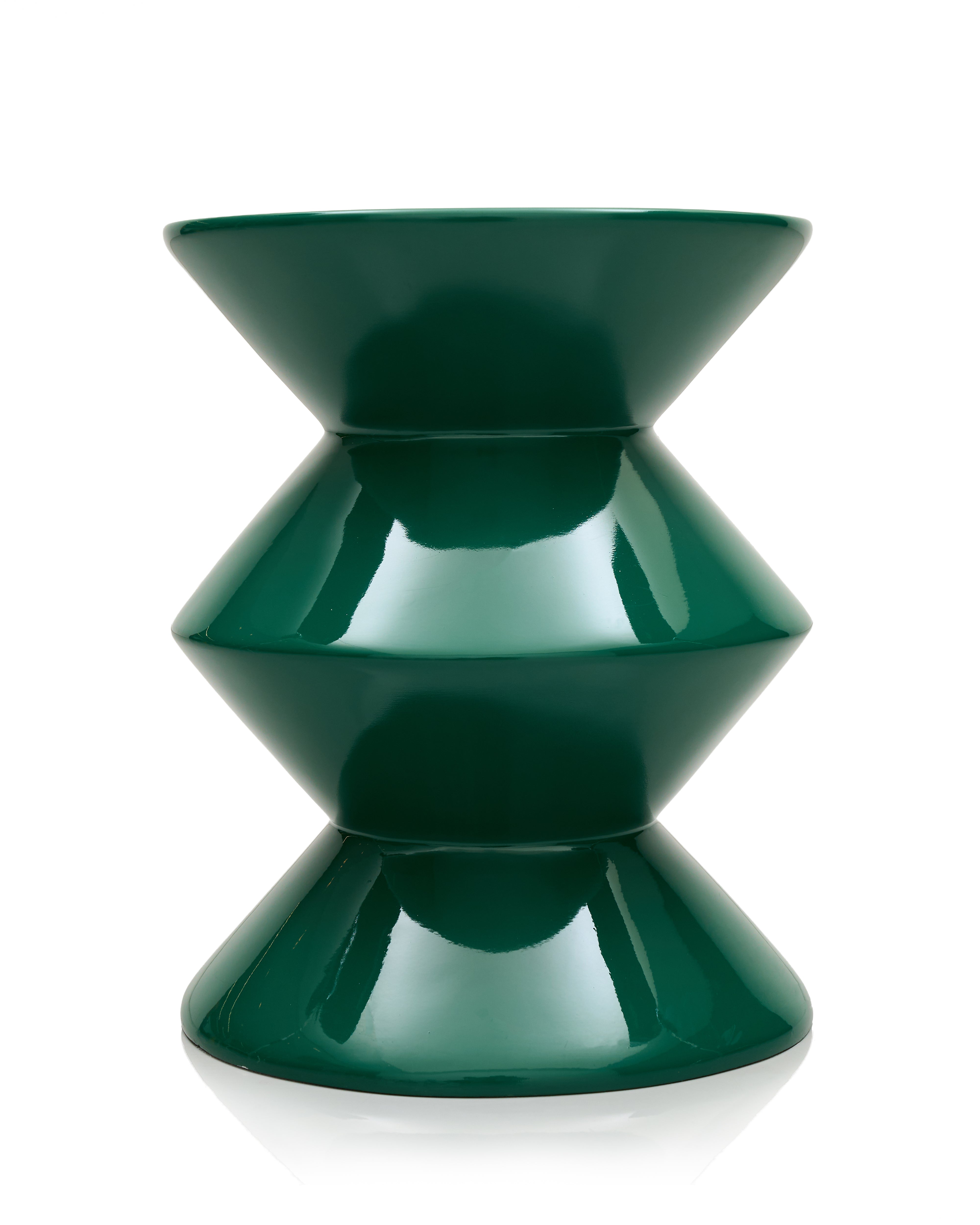 Geo Fibre Glass Side Table - Dark Green