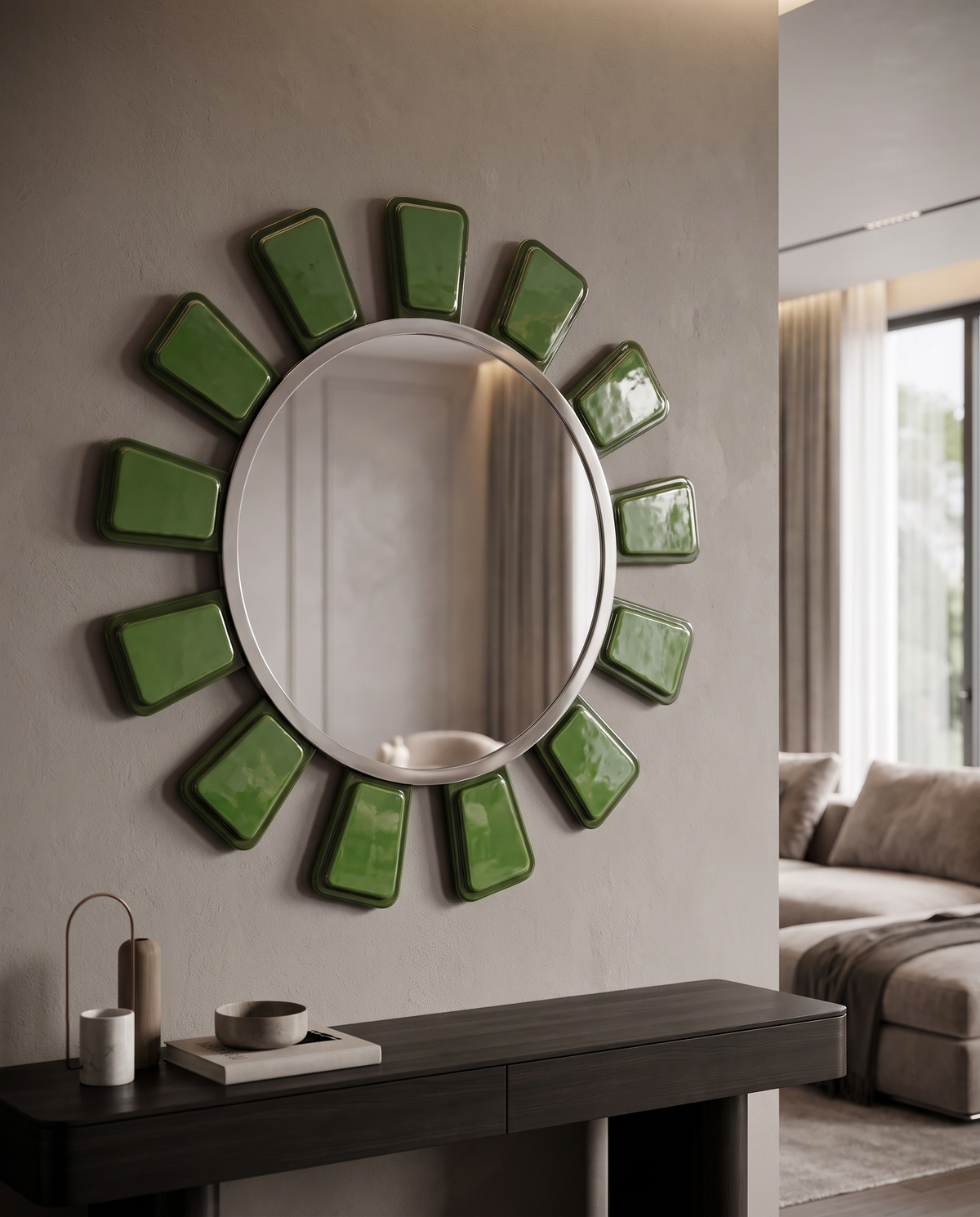 Deco Dahlia Green Mirror
