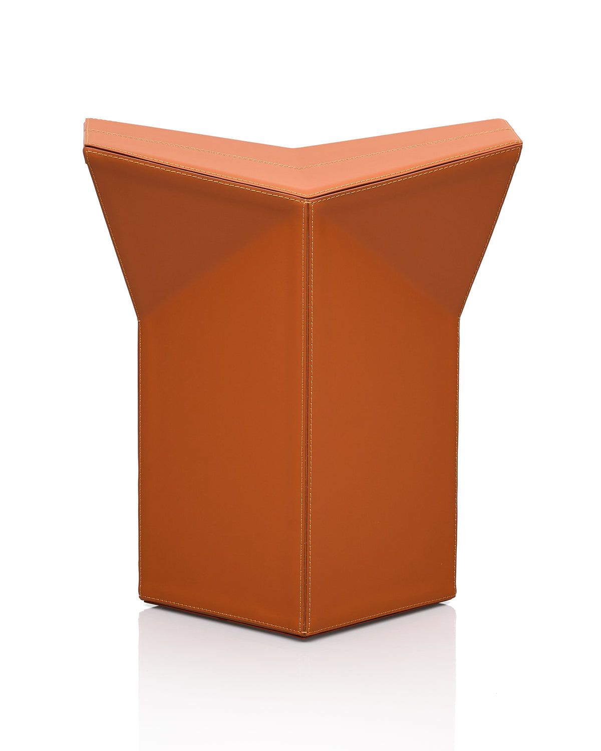 Diamond-Form Conical Leather Side Table - Vivid Brown