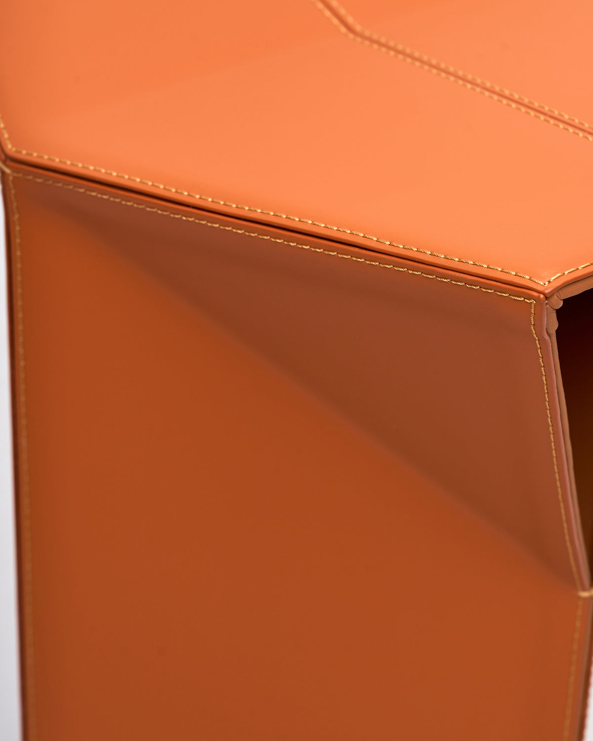Diamond-Form Conical Leather Side Table - Vivid Brown