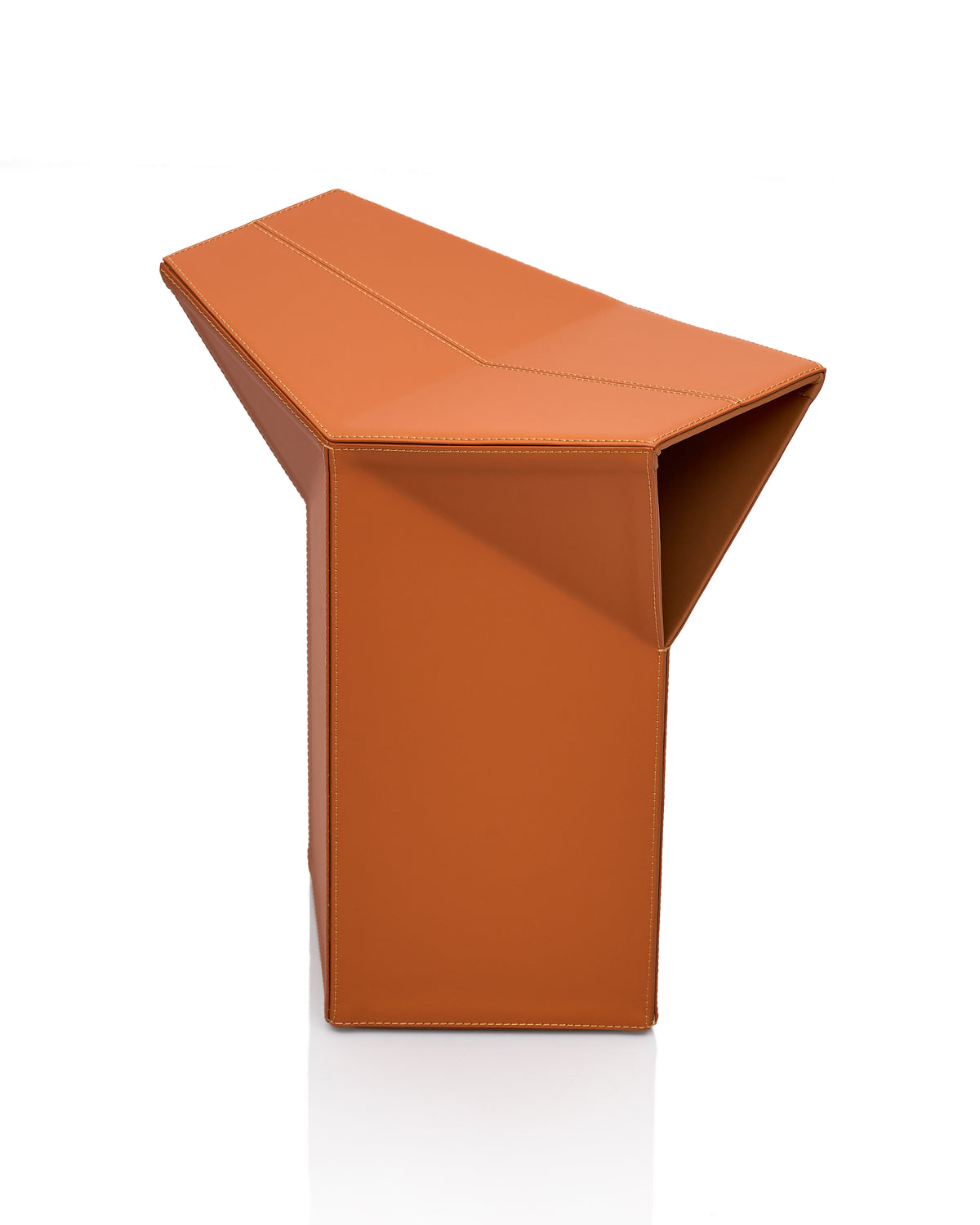 Diamond-Form Conical Leather Side Table - Vivid Brown