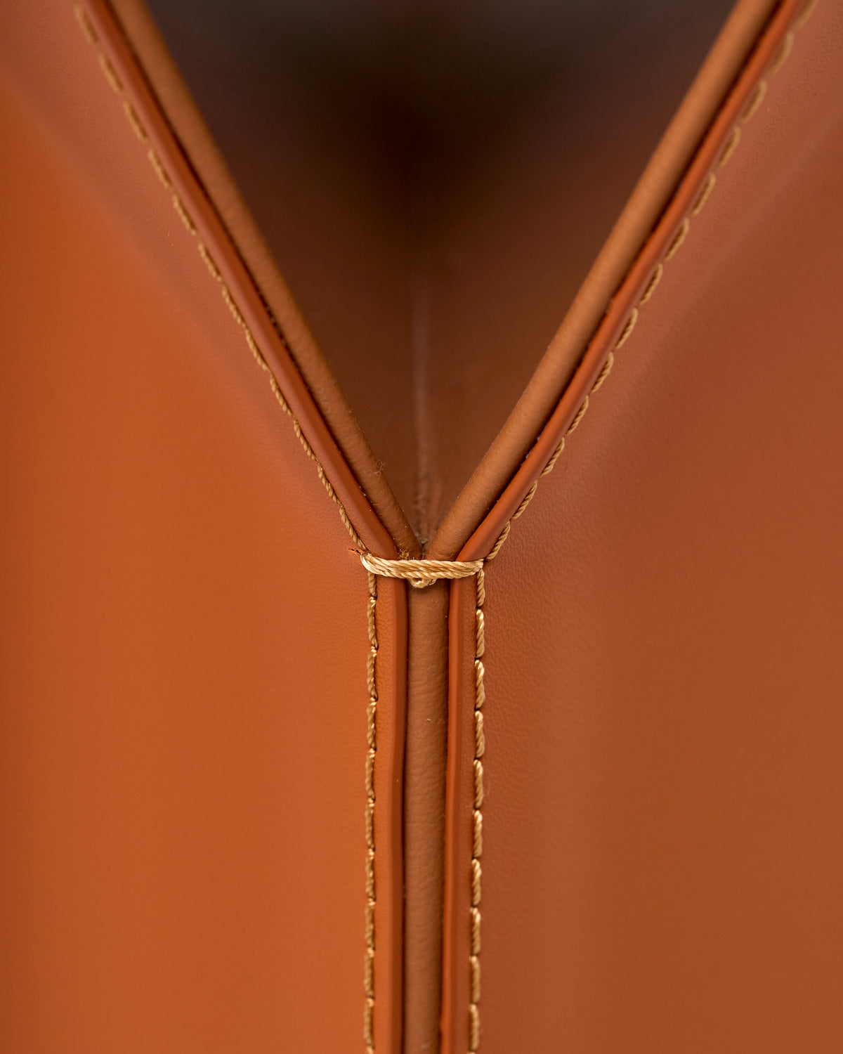 Diamond-Form Conical Leather Side Table - Vivid Brown
