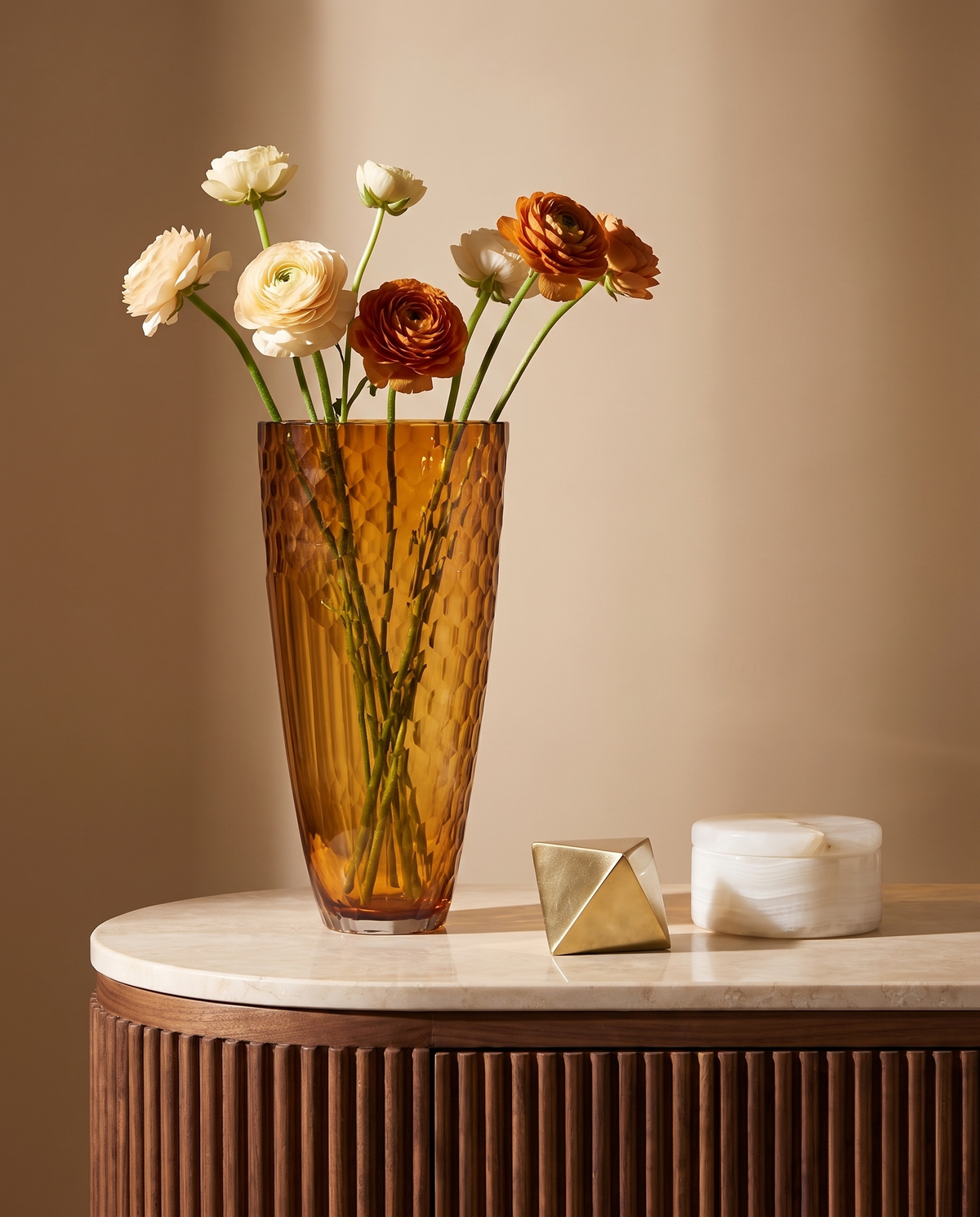 Egermann Amber Crystal Glass Vase