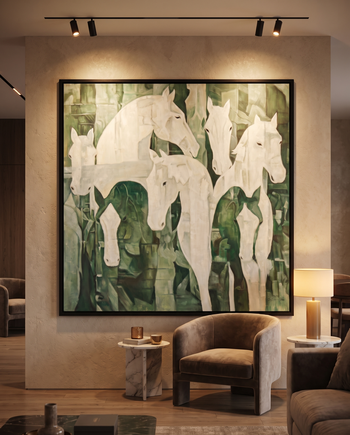 Emerald Equine Harmony - Modern Luxury Wallart