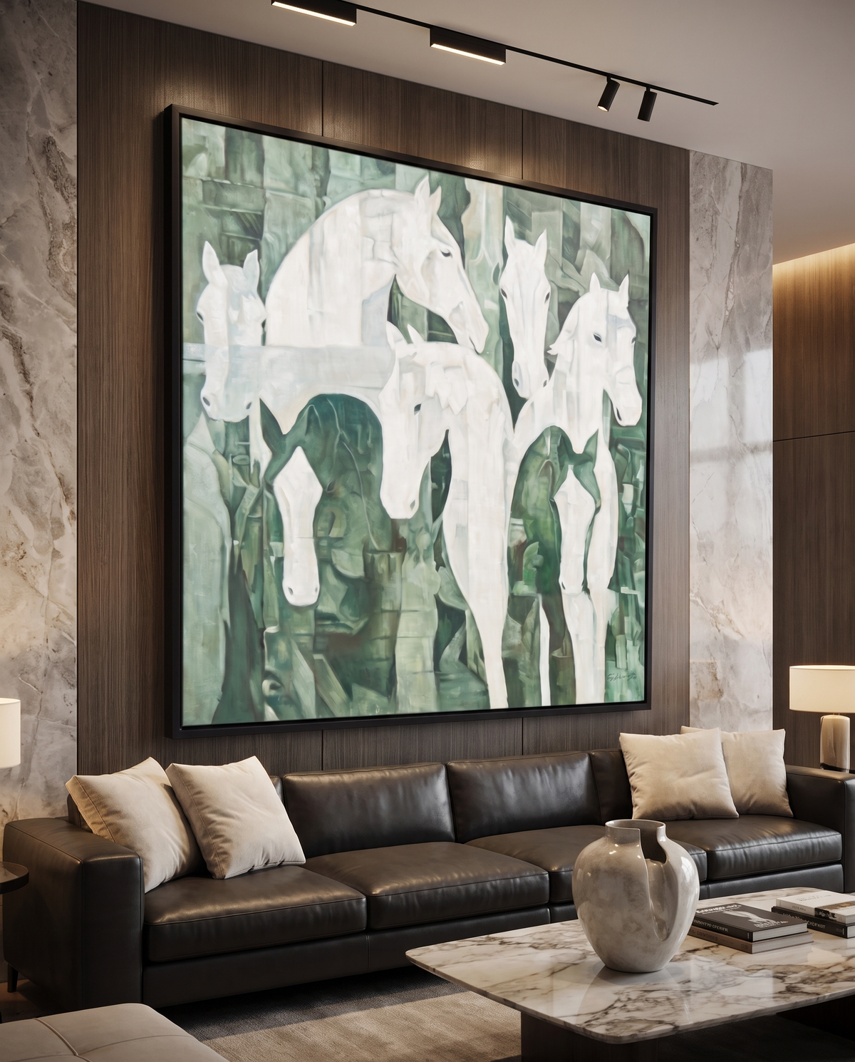 Emerald Equine Harmony - Modern Luxury Wallart