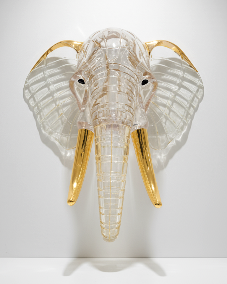 تمثال فيل شفاف - ديكور حيوان كريستالي