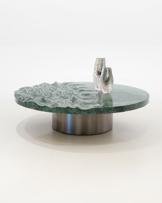 Wavy Glass Coffee Table – Low-Height Modern Centerpiece