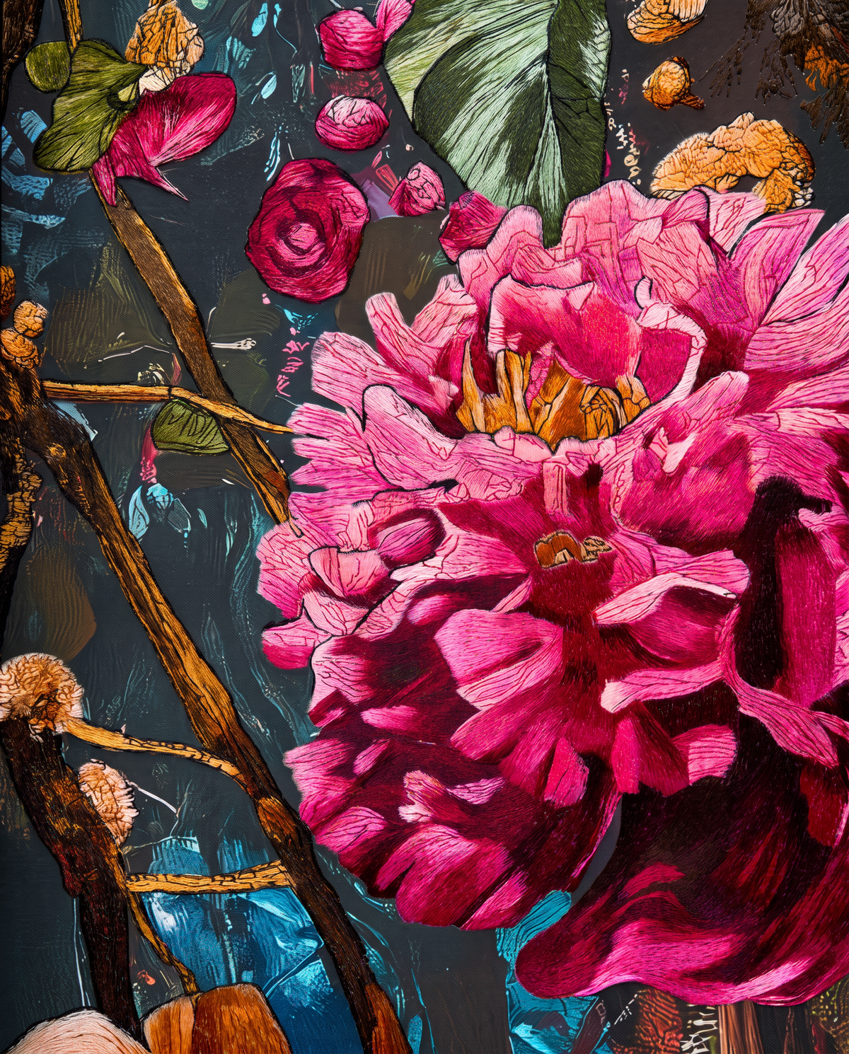 Flora & Feline - Luxury Embroidered Wallart