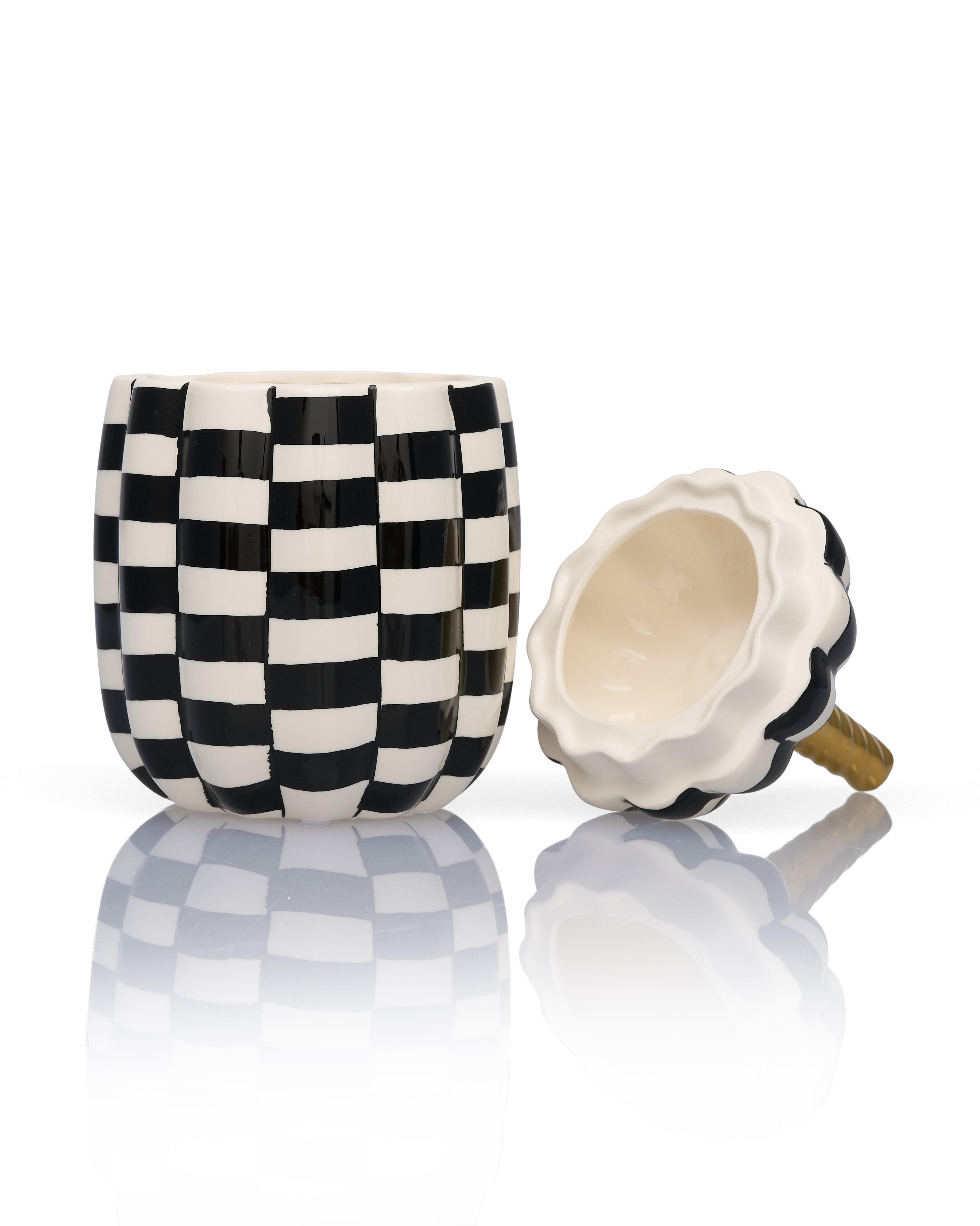 Gilded Check Pumpkin Jar Decor