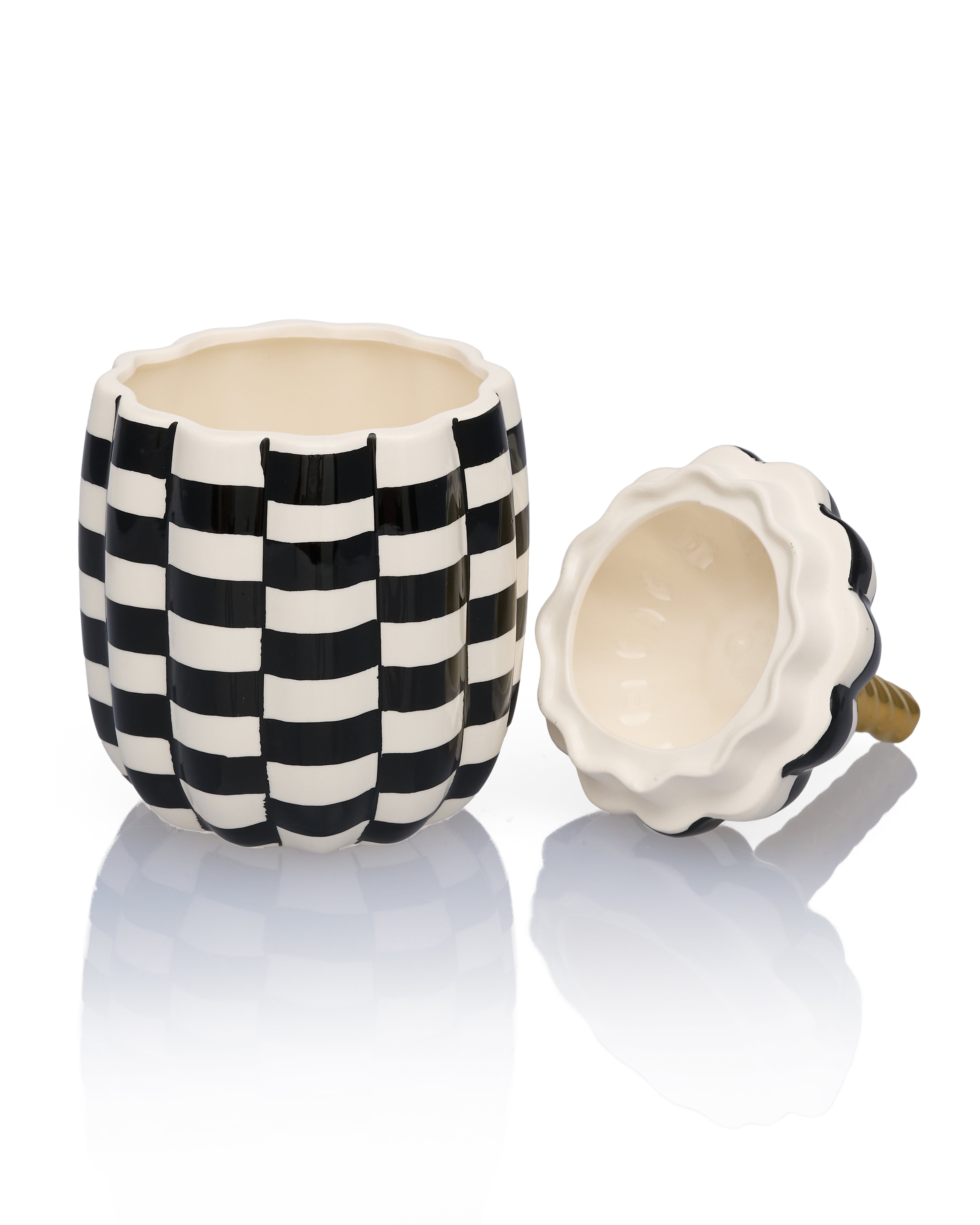 Gilded Check Pumpkin Jar Decor