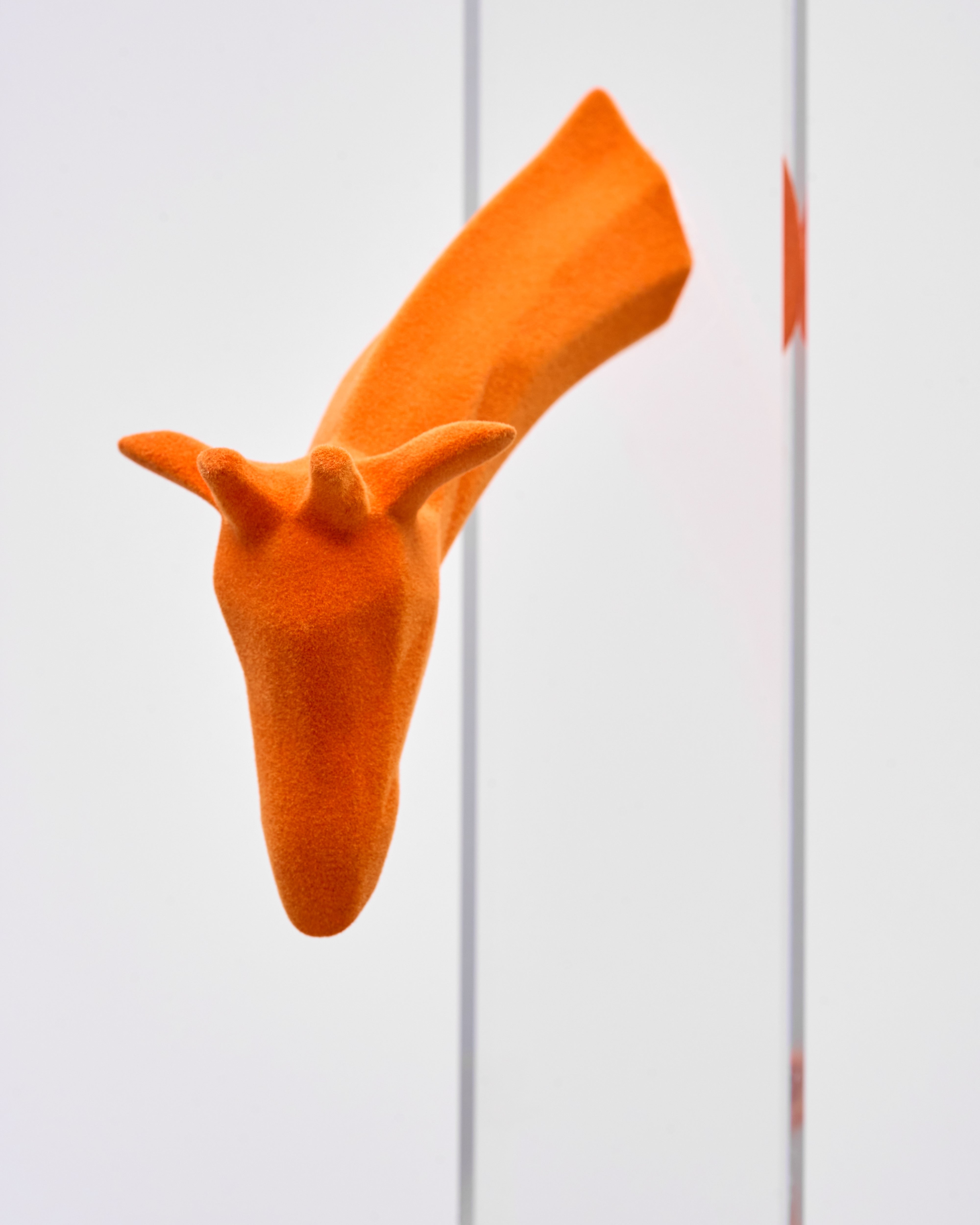 Orange giraffe decor on the acrylic slit