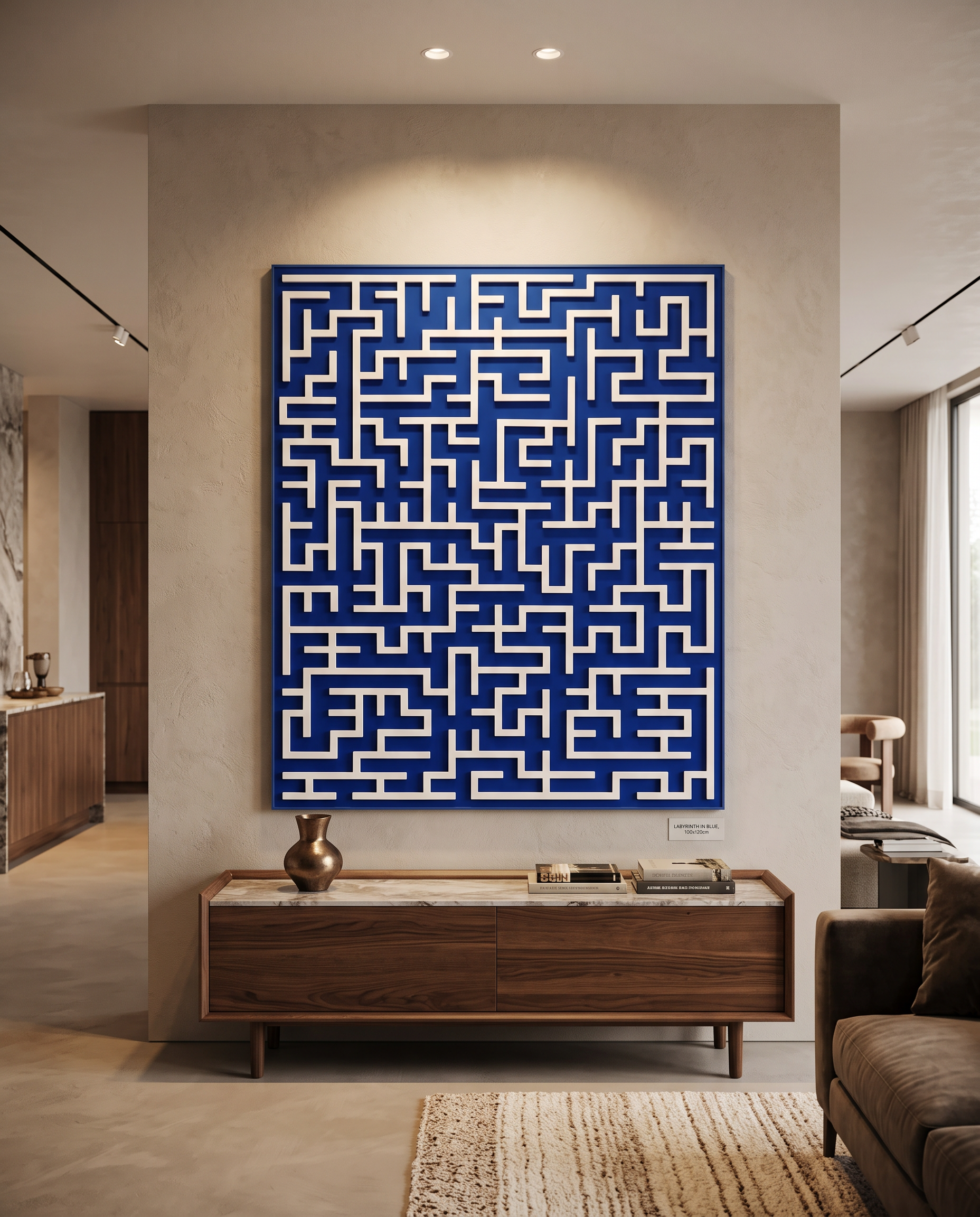 Harmony Maze Wall Art - Bold Navy Blue