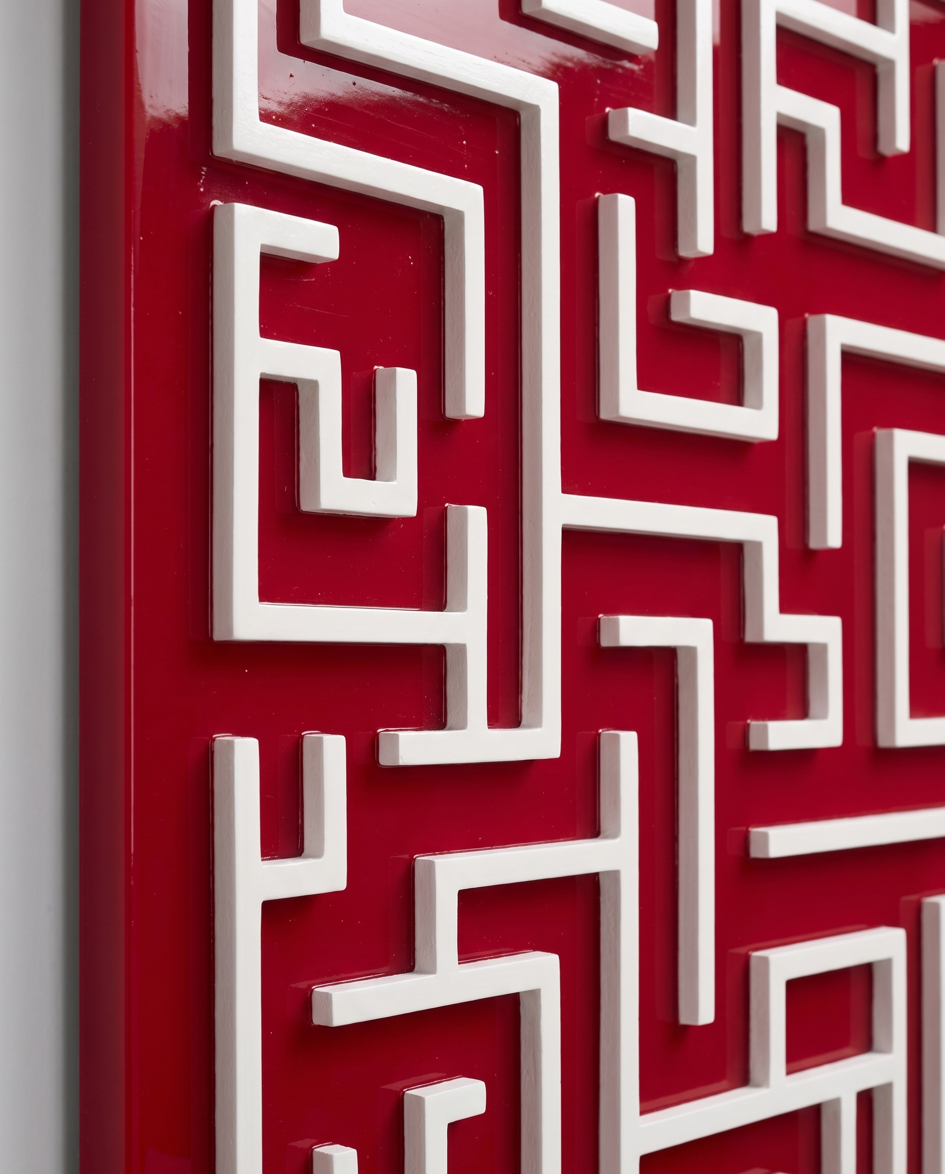 Harmony Maze Wall Art - Dark Carmine
