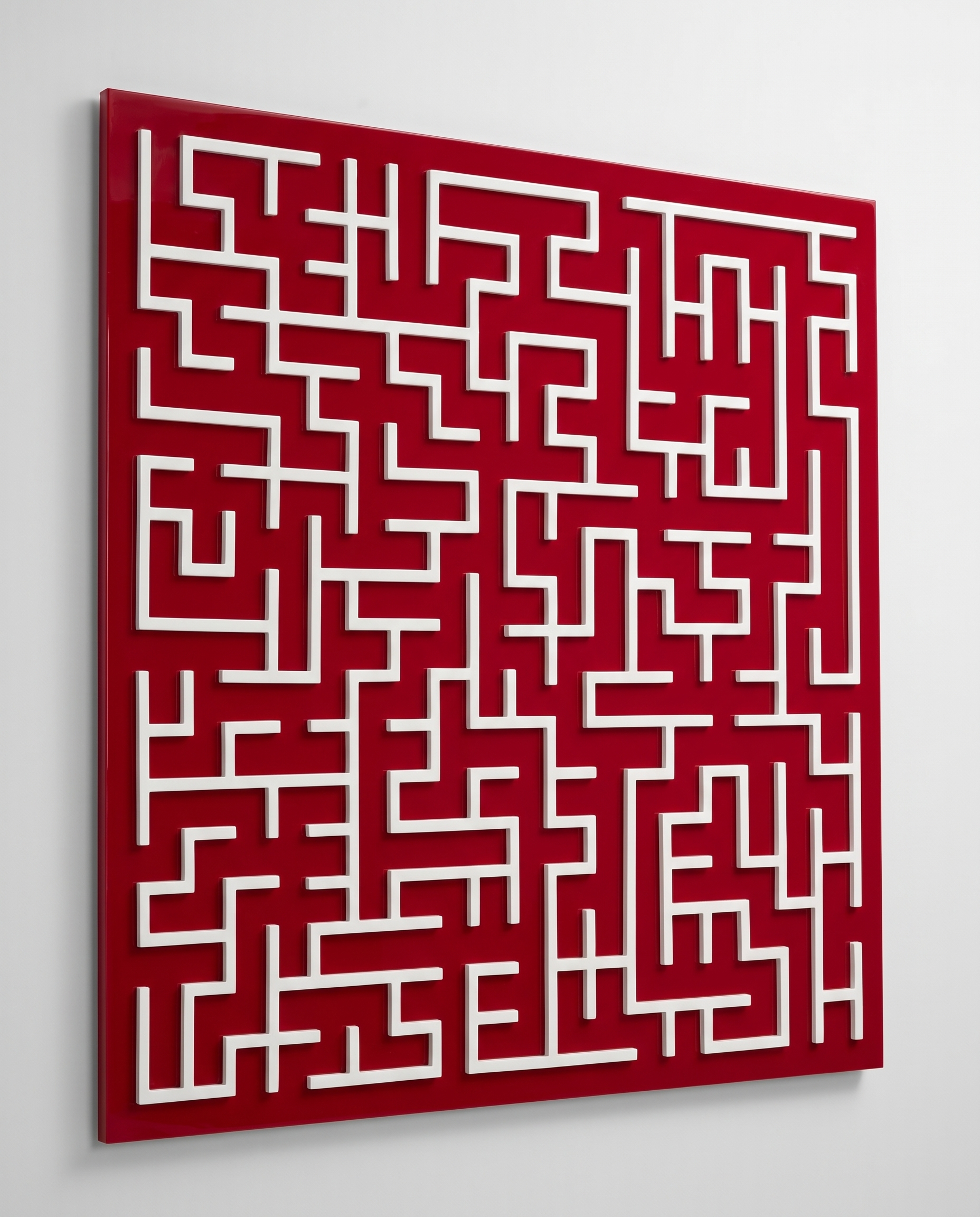 Harmony Maze Wall Art - Dark Carmine