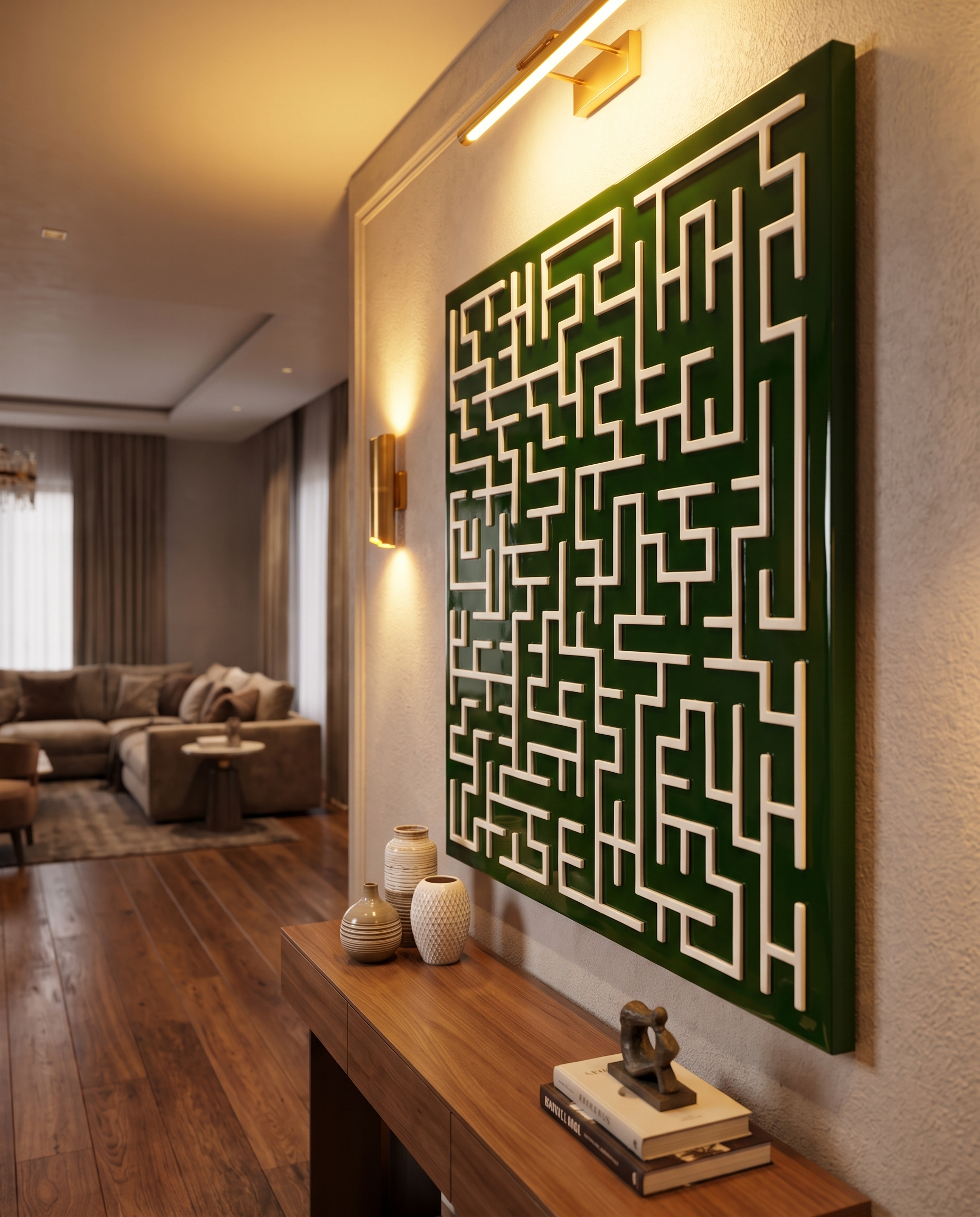 Harmony Maze Wall Art - Waiouru Green