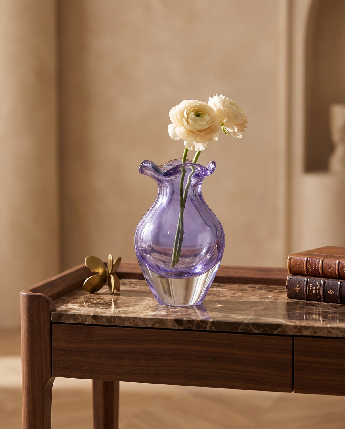 Lavender Ripple Crystal Vase