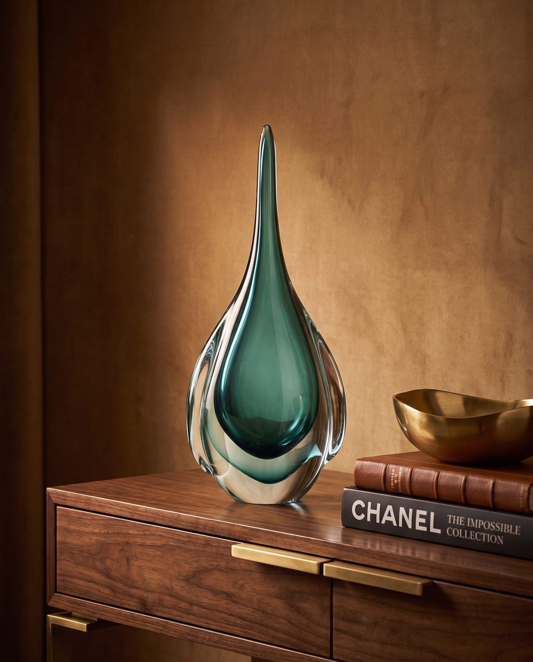 Luminous Drop Retro Cyan Crystal Decor